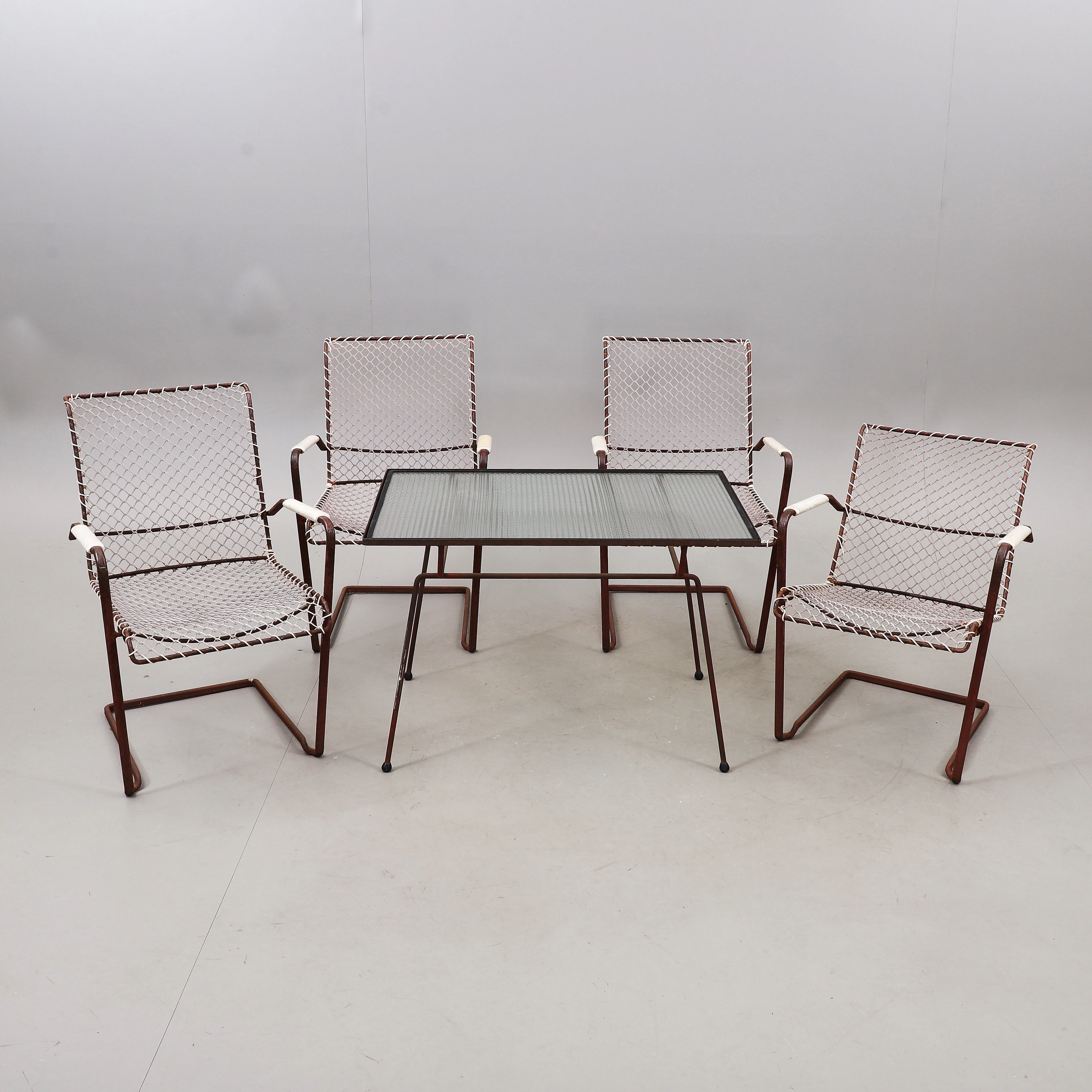ARTUR LINDQVIST. Trädgårdsmöbel, 5 delar, Grythyttan Stålmöbler, 1950-tal.