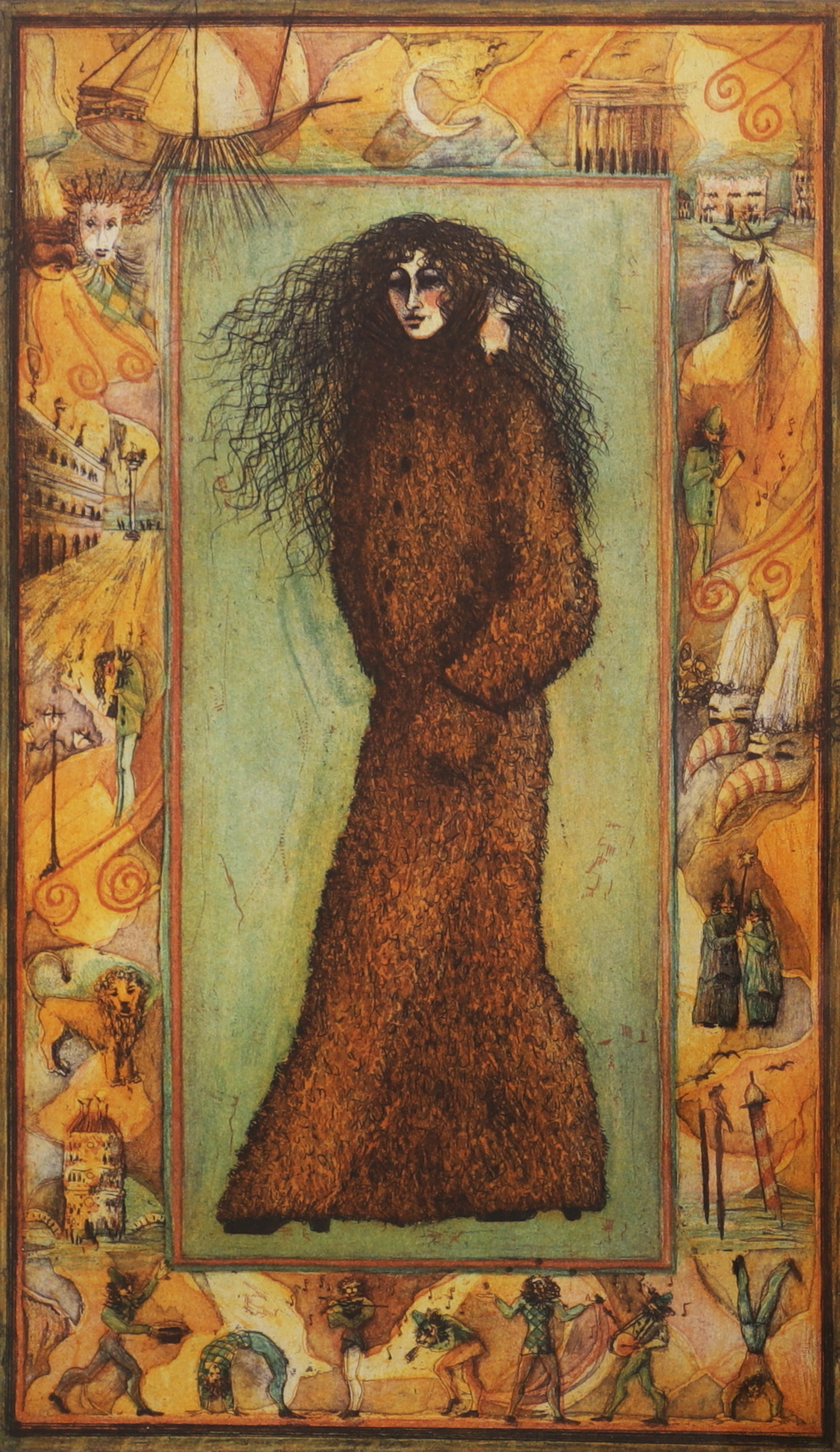 IRENE JARZ. "Donna Maschera", etsning, signerad, numrerad 7/175.