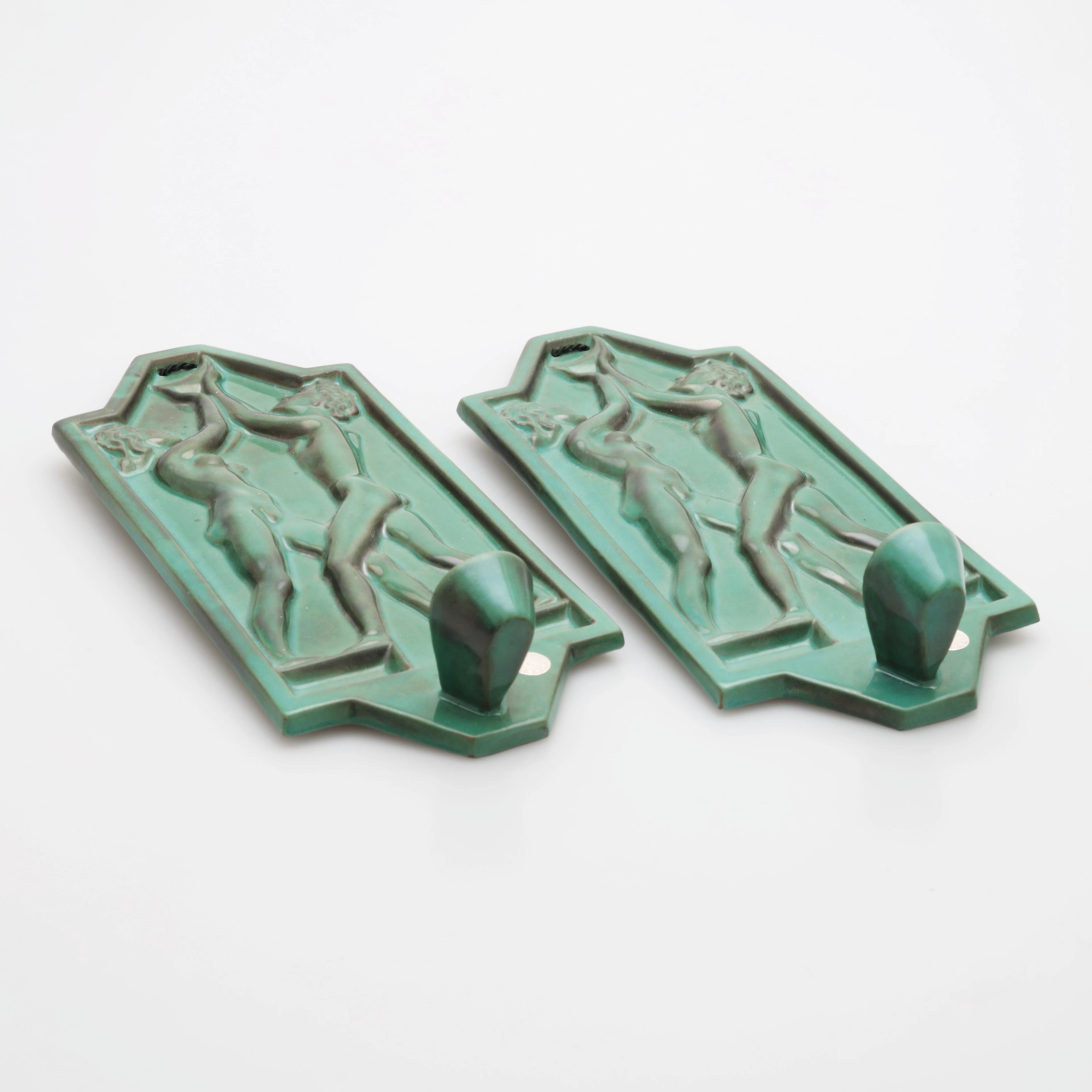 VÄGGLJUSSTAKAR, ett par, Gabriel keramik, art deco, 1930-tal.