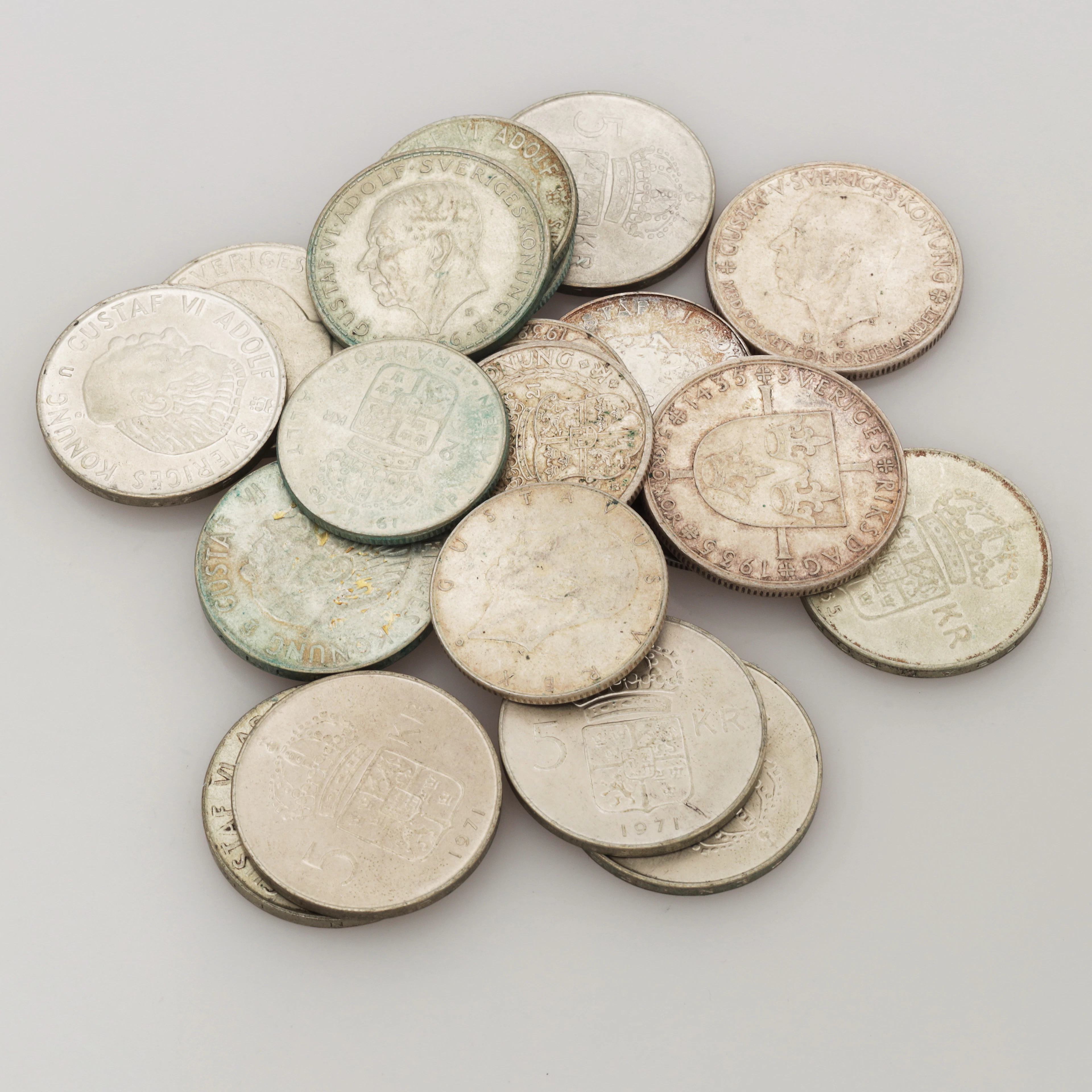 SILVERMYNT, 22 st, mestadels Sverige, totalvikt 360 gram.