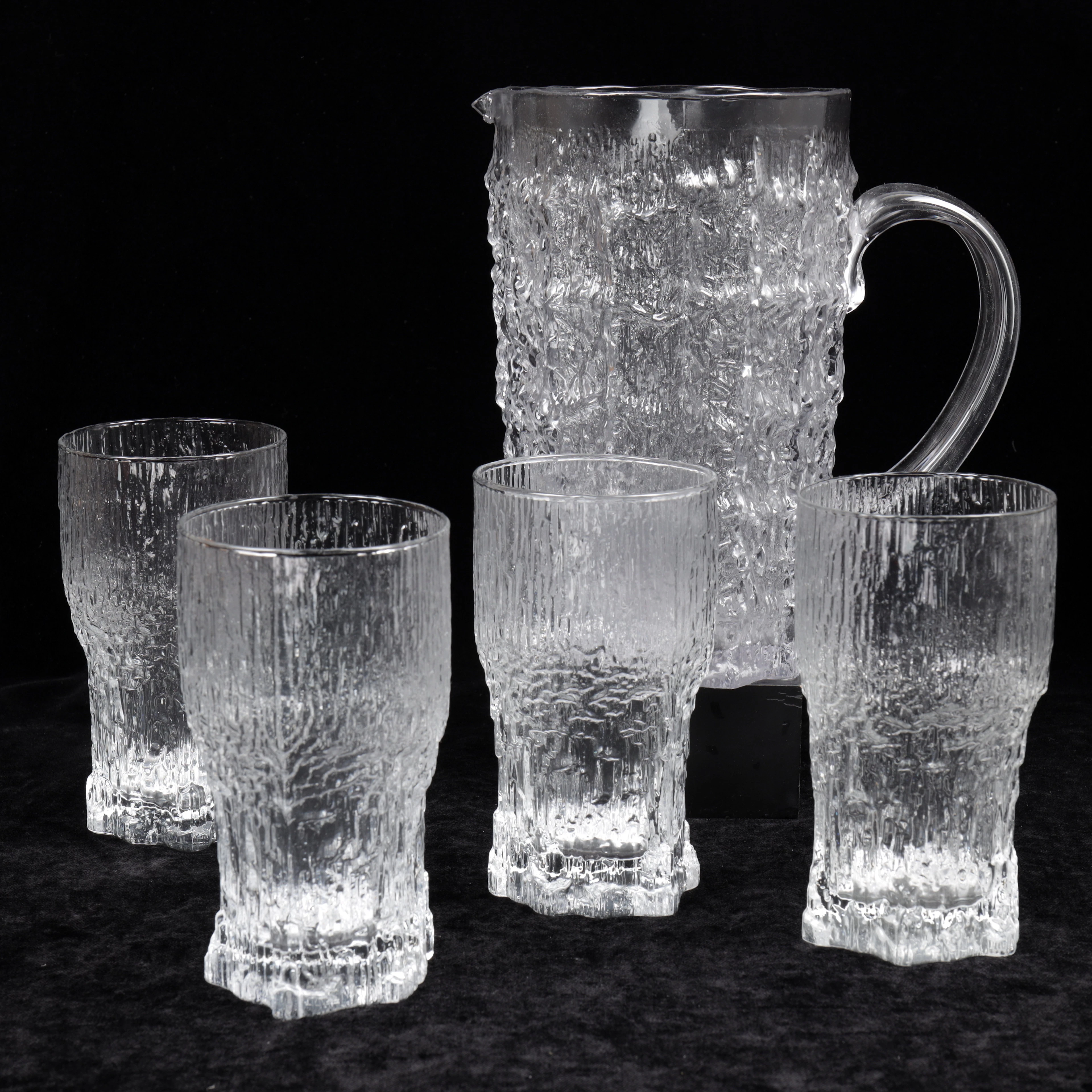 KANNA MED GLAS, 5 delar, Iittala, Finland, 1900-talets andra hälft.