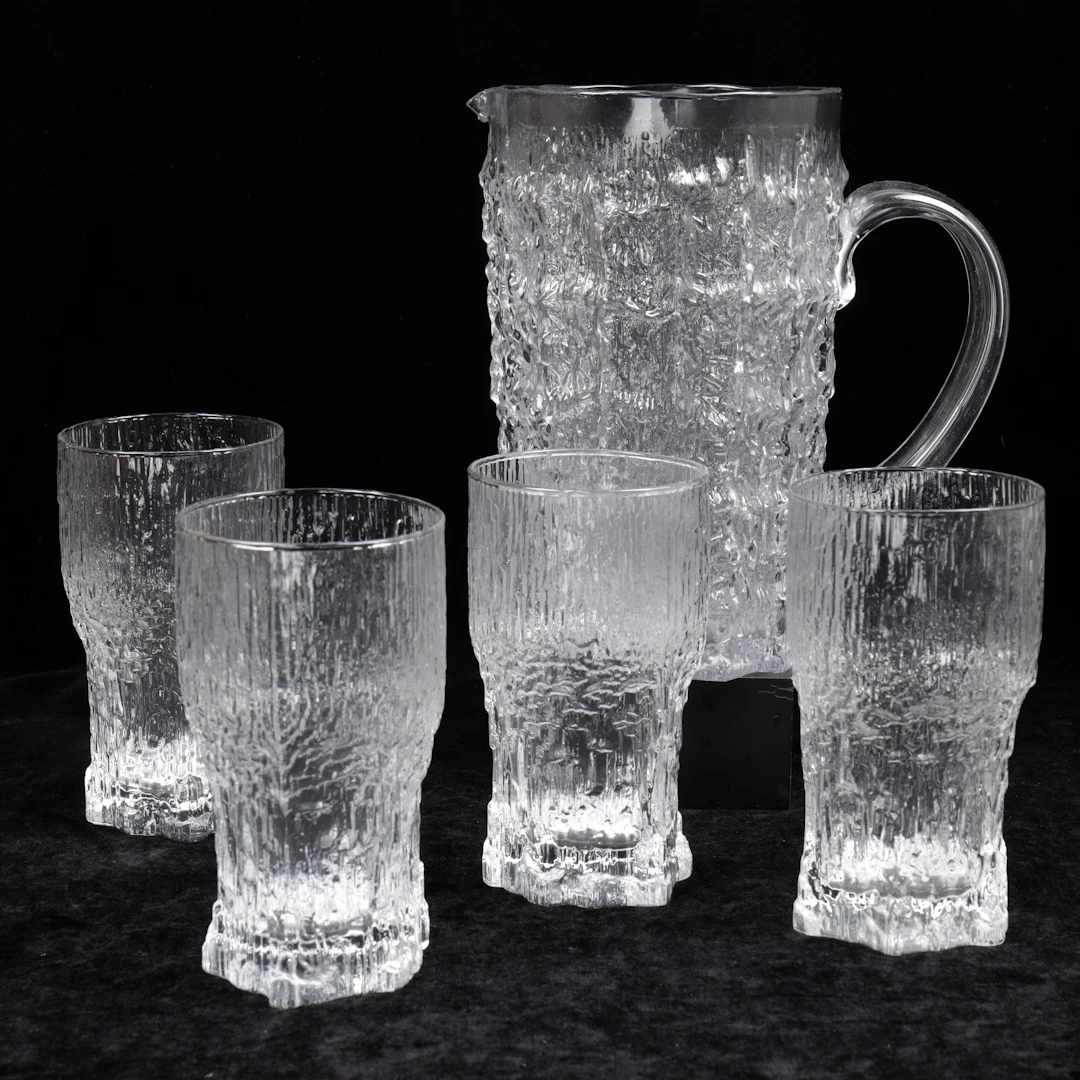 KANNA MED GLAS, 5 delar, Iittala, Finland, 1900-talets andra hälft.