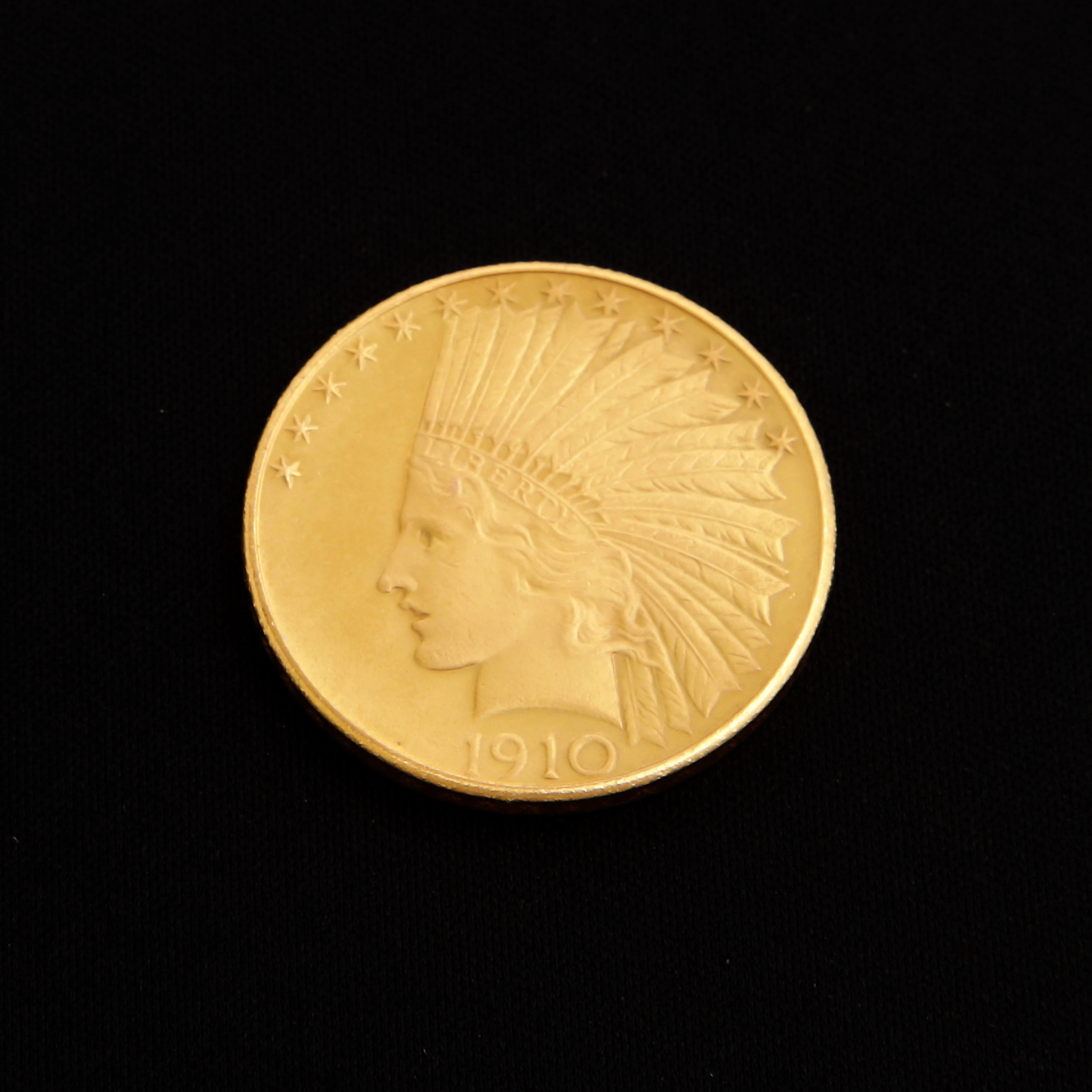 GULDMYNT. 21,6k guld, 10 Dollar, USA 1910, vikt ca 16,76 gram.