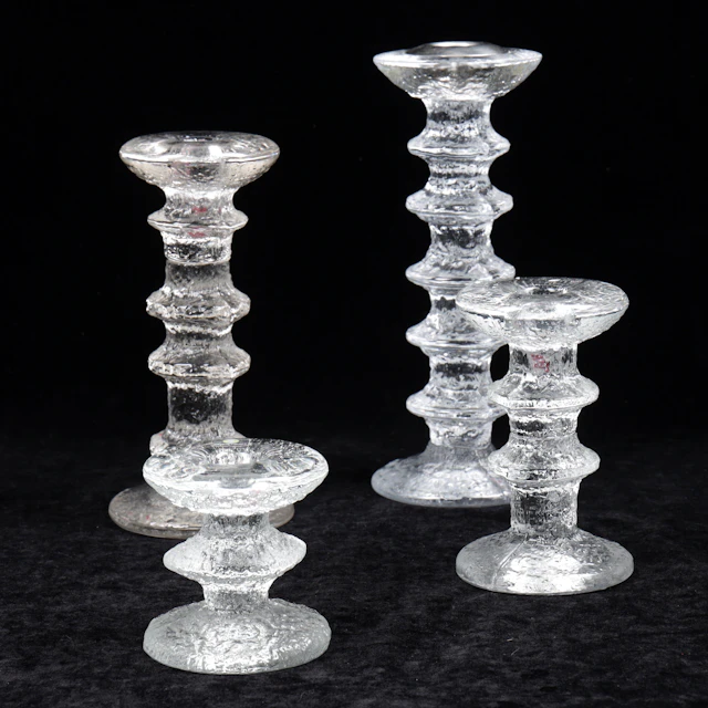 TIMO SARPANEVA. Ljusstakar, 4 st, glas, "Festivo", Iittala, Finland
