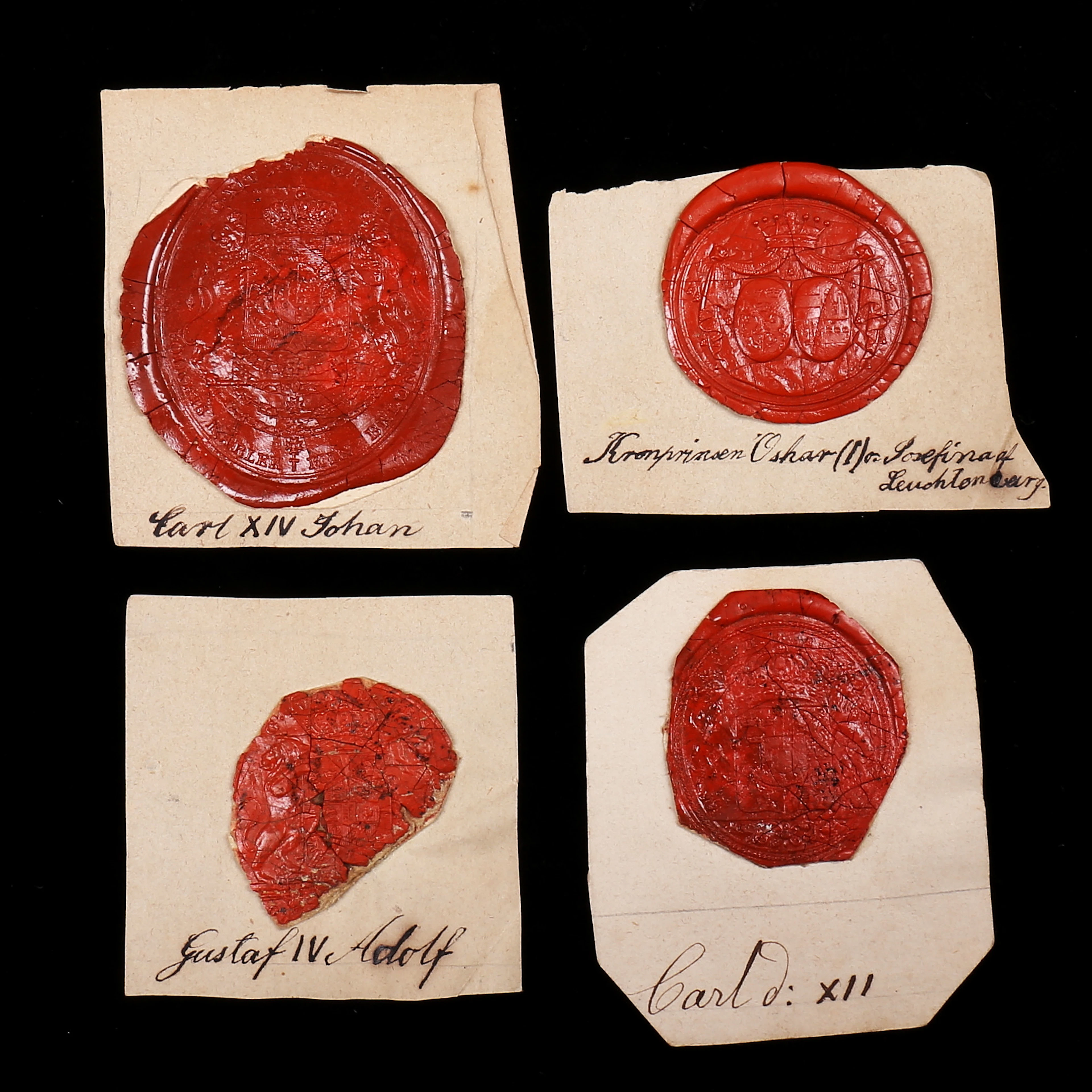 KUNGLIGA SIGILL, 4 st, 1700/1800-tal.