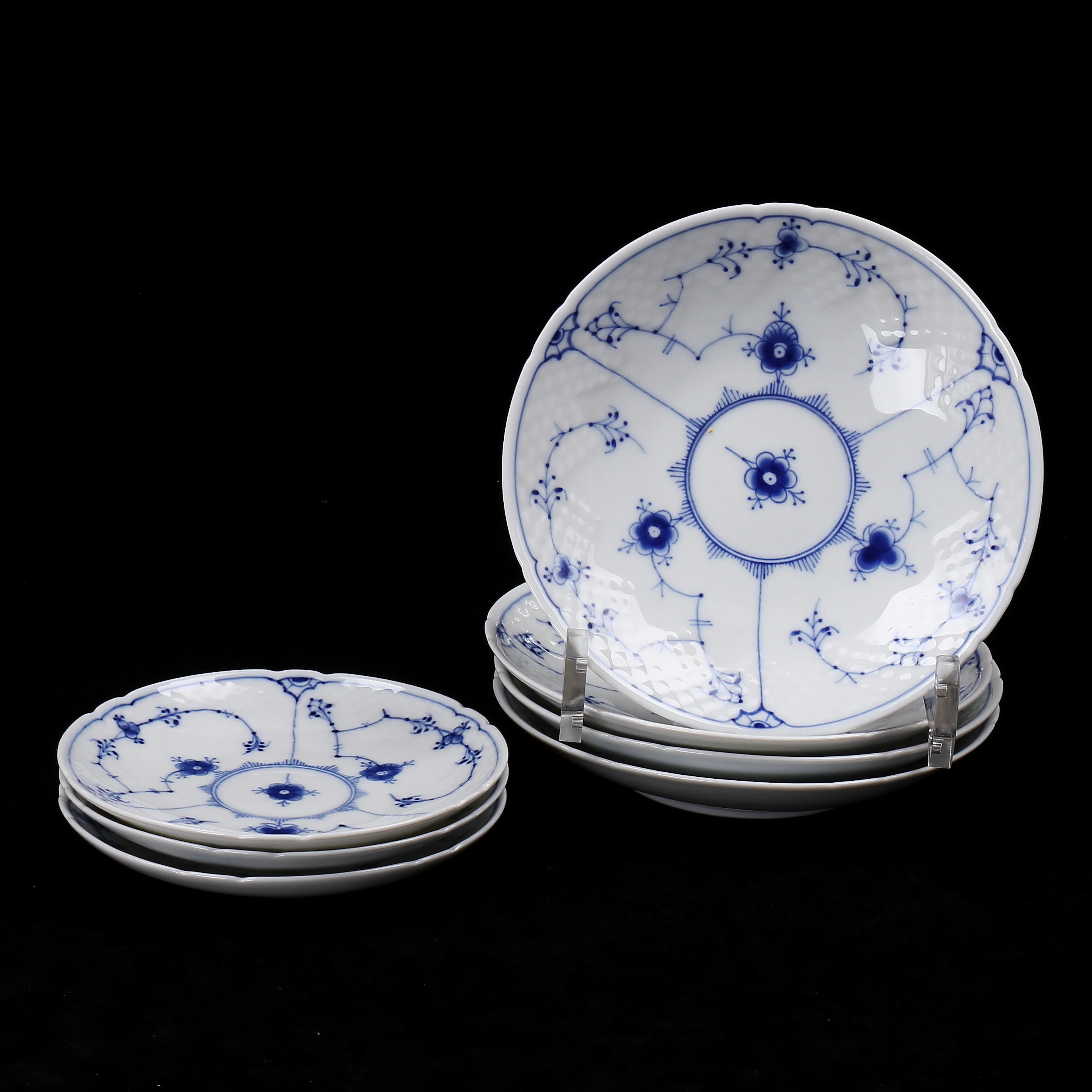 SERVISDELAR, 7 st, musselmalet, Bing & Grøndahl, Danmark, 1900-talets