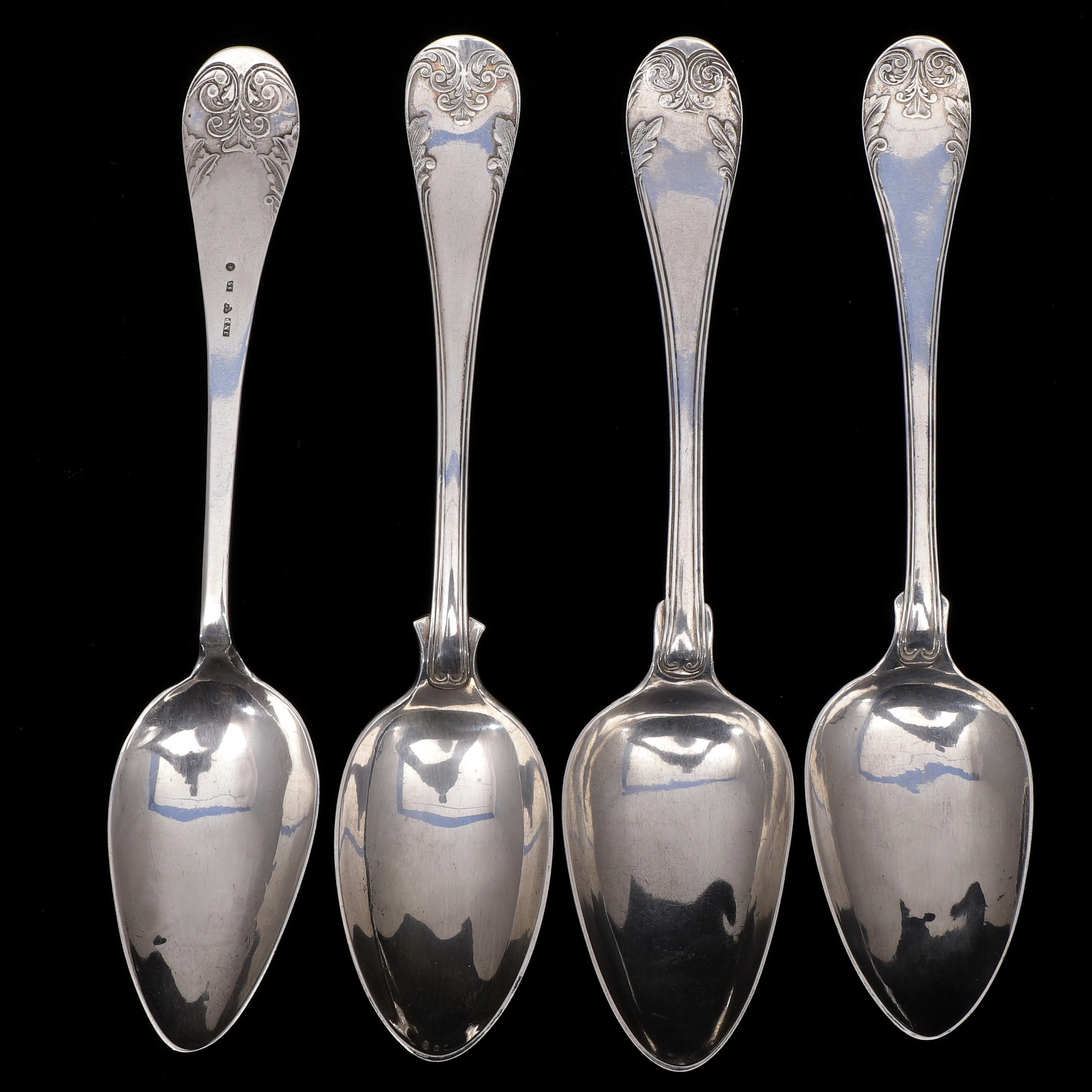 MATSKEDAR, 4 st, silver, 1852-1900, totalvikt 166 gram.