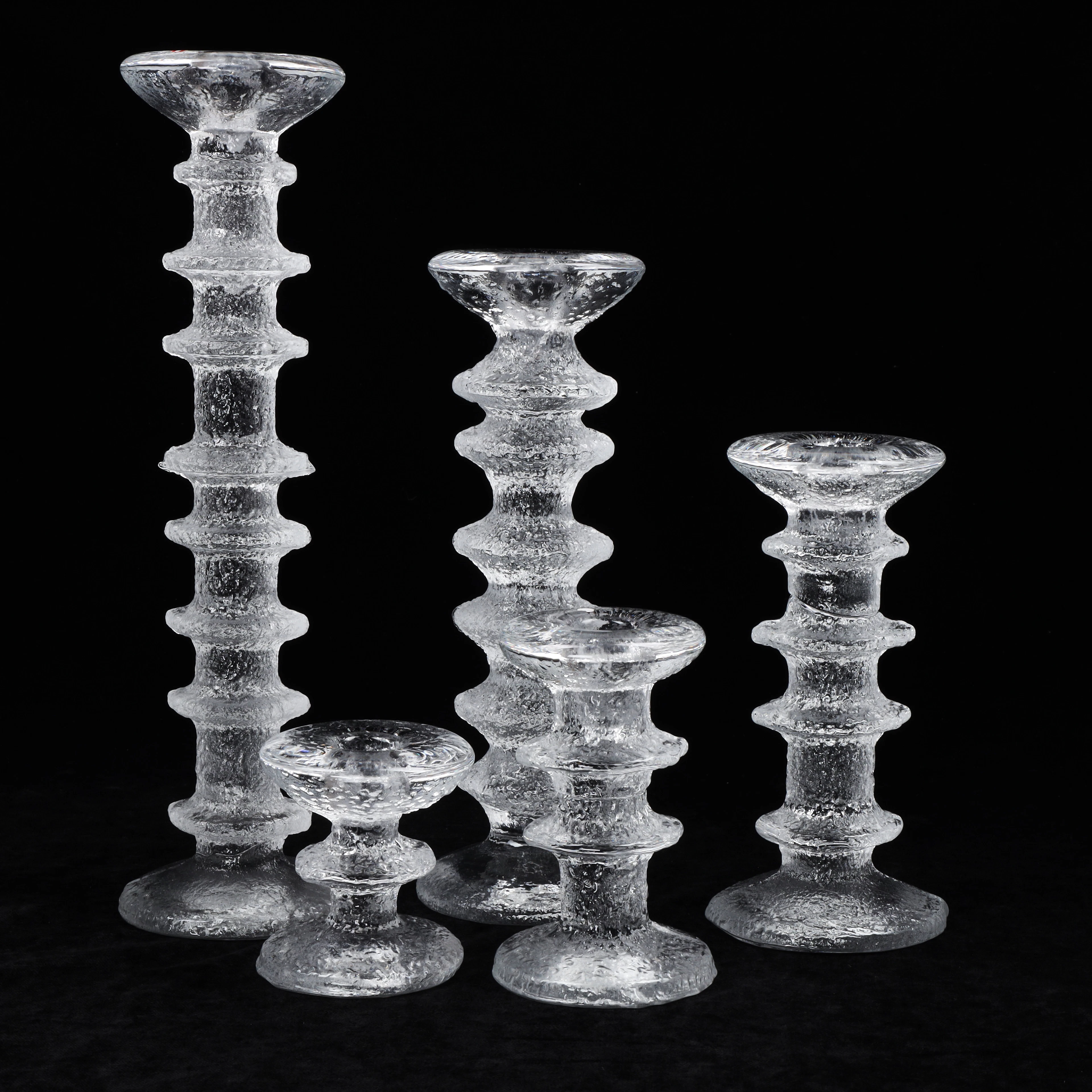 TIMO SARPANEVA. Ljusstakar, 5 st, "Festivo", Iittala, 1900-talets andra hälft.