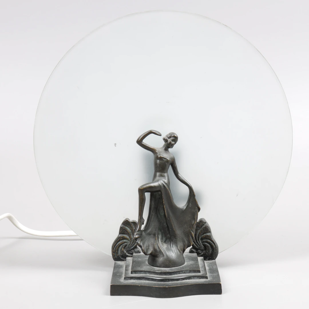 BORDSLAMPA, metall/glas, art deco, 1900-talets första hälft.