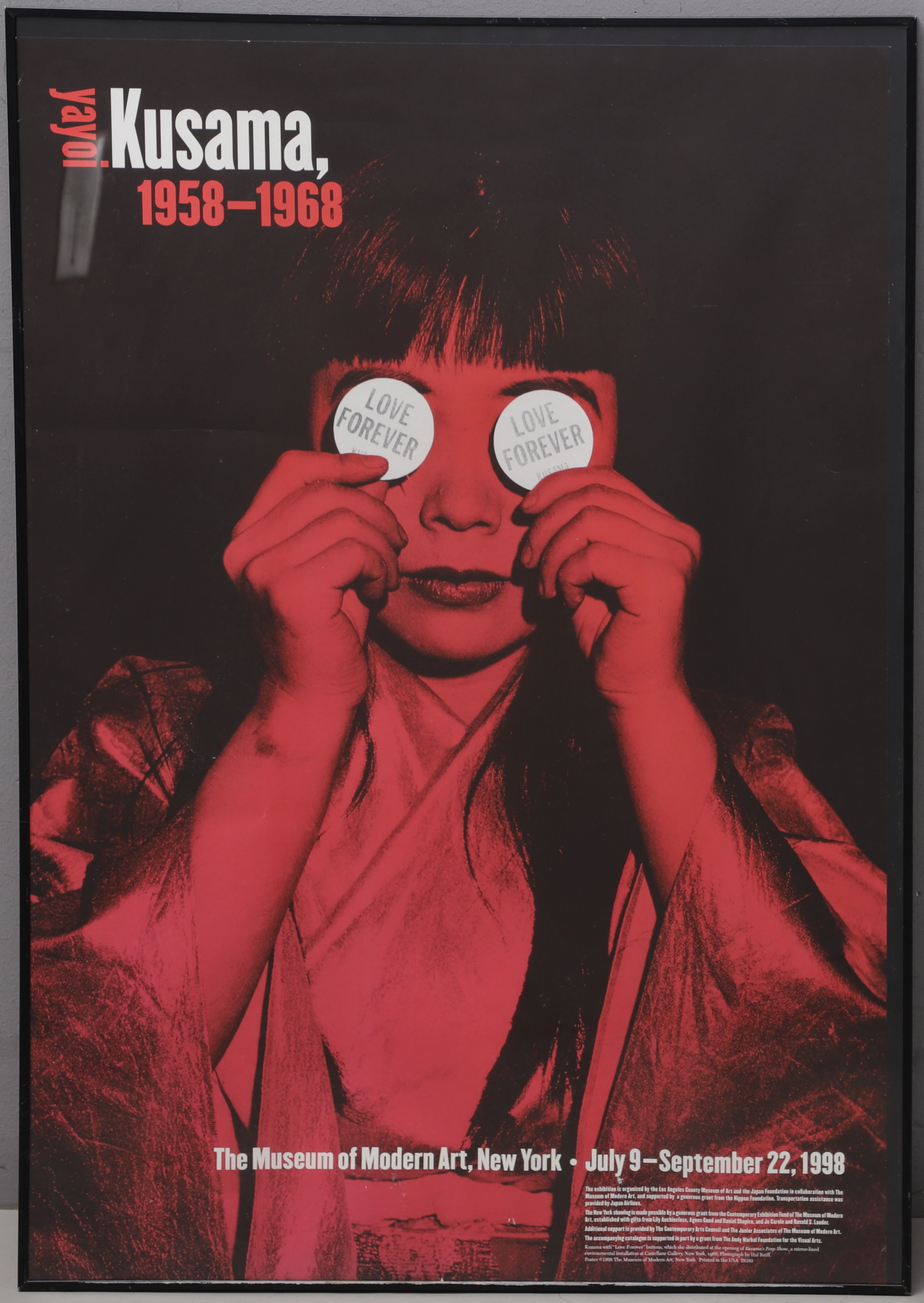 YAYOI KUSAMA. "Love Forever". Utställningsaffisch, Museum of modern art, 1998.