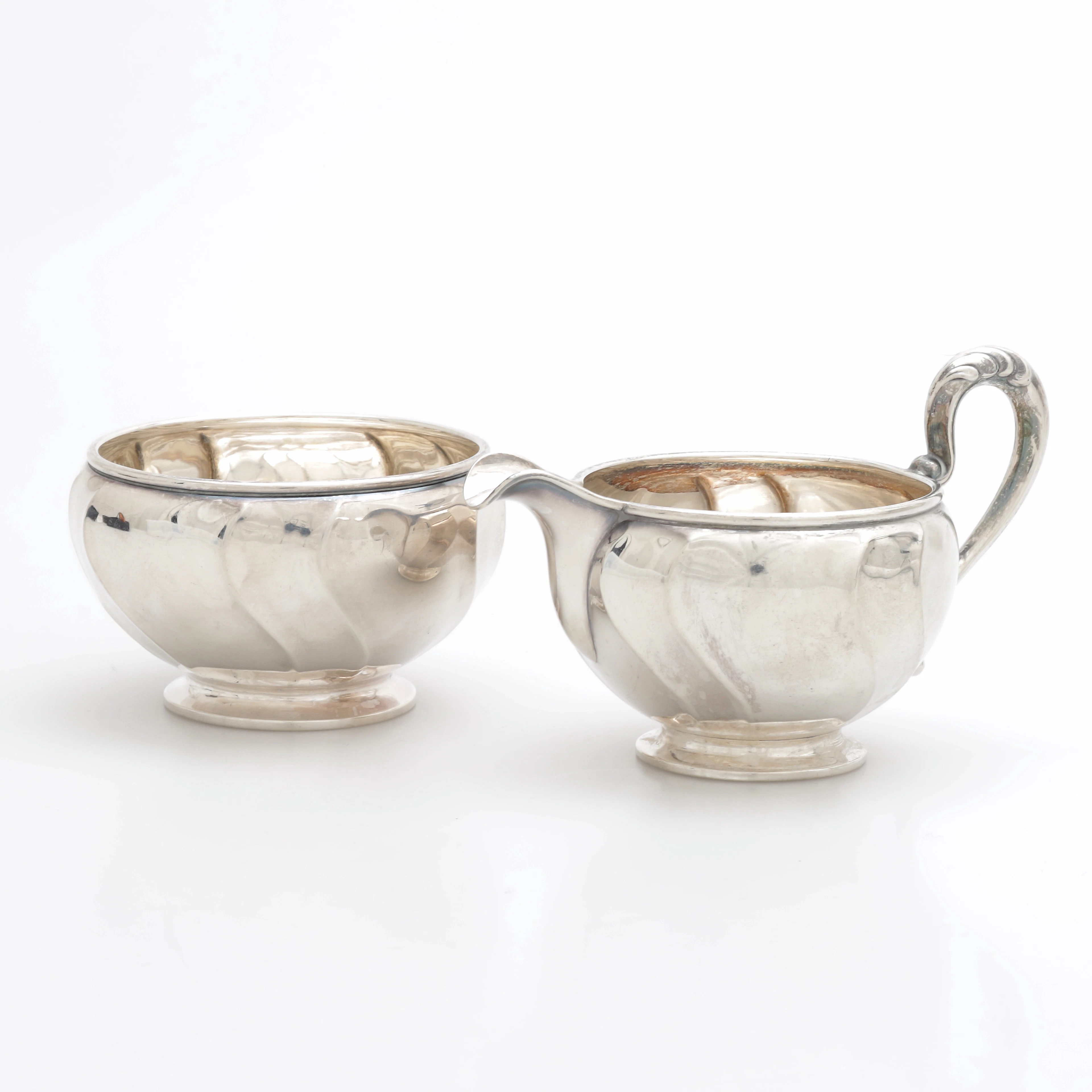 SOCKERSKÅL & GRÄDDKANNA, silver, Karl Andersson, Göteborg 1928, vikt 146 gram.