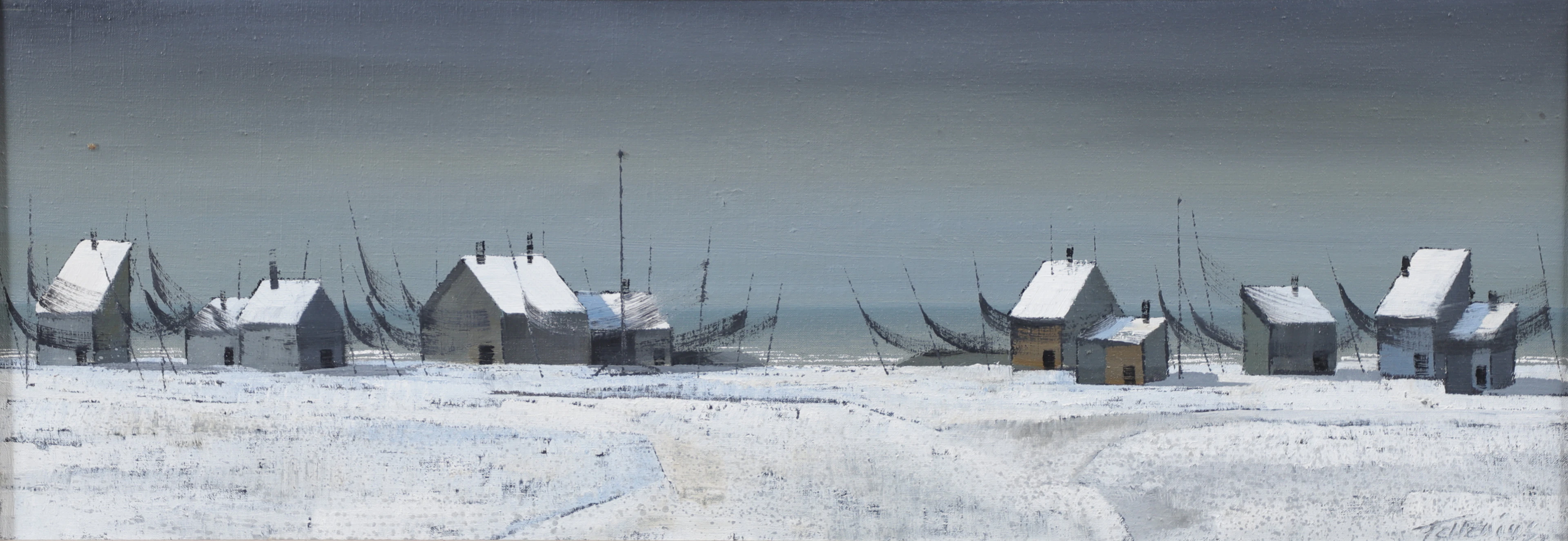 HANS FELLENIUS. Fiskestugor, olja på duk, signerad.