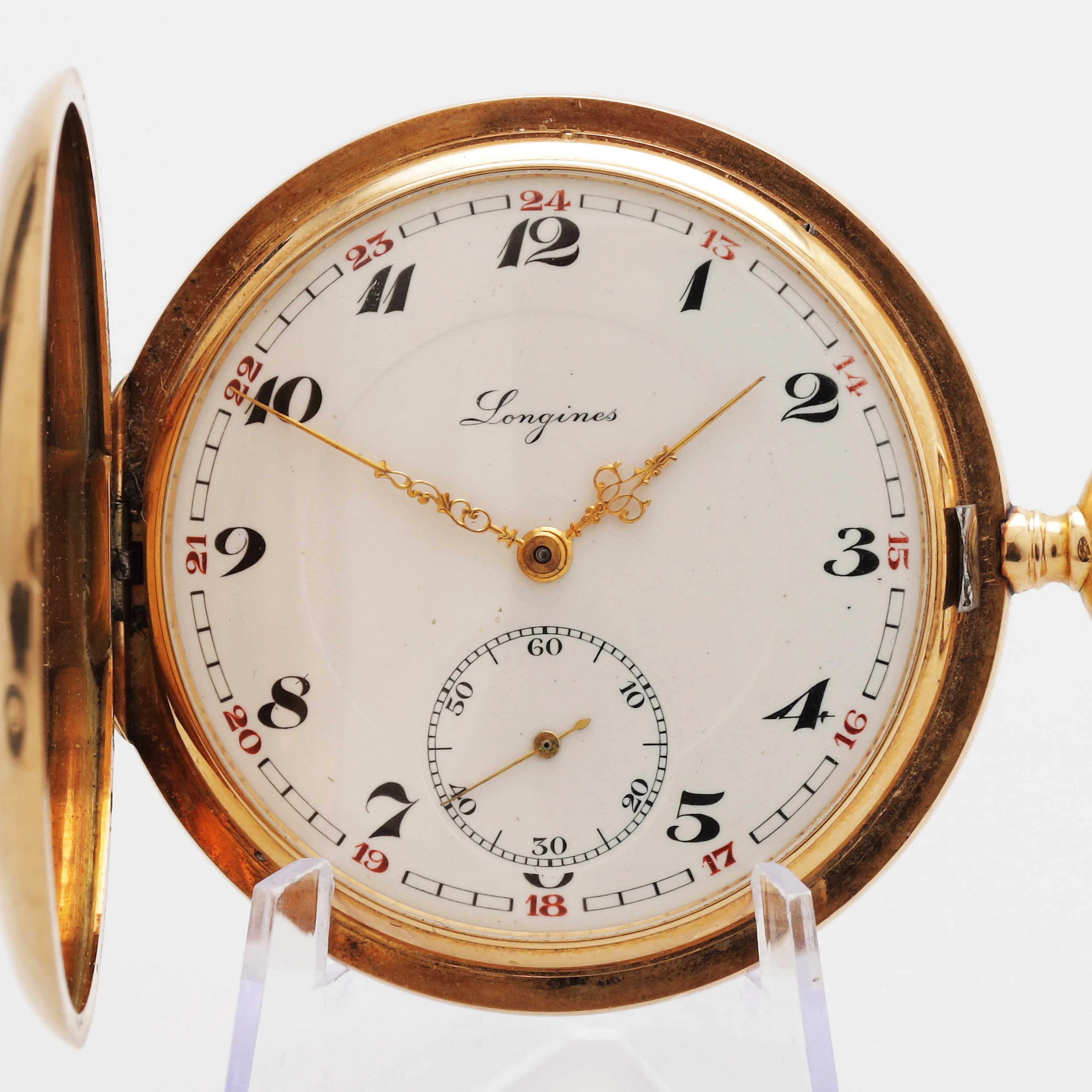 FICKUR, guld 14K, Longines, savonett, totalvikt 101 gram.
