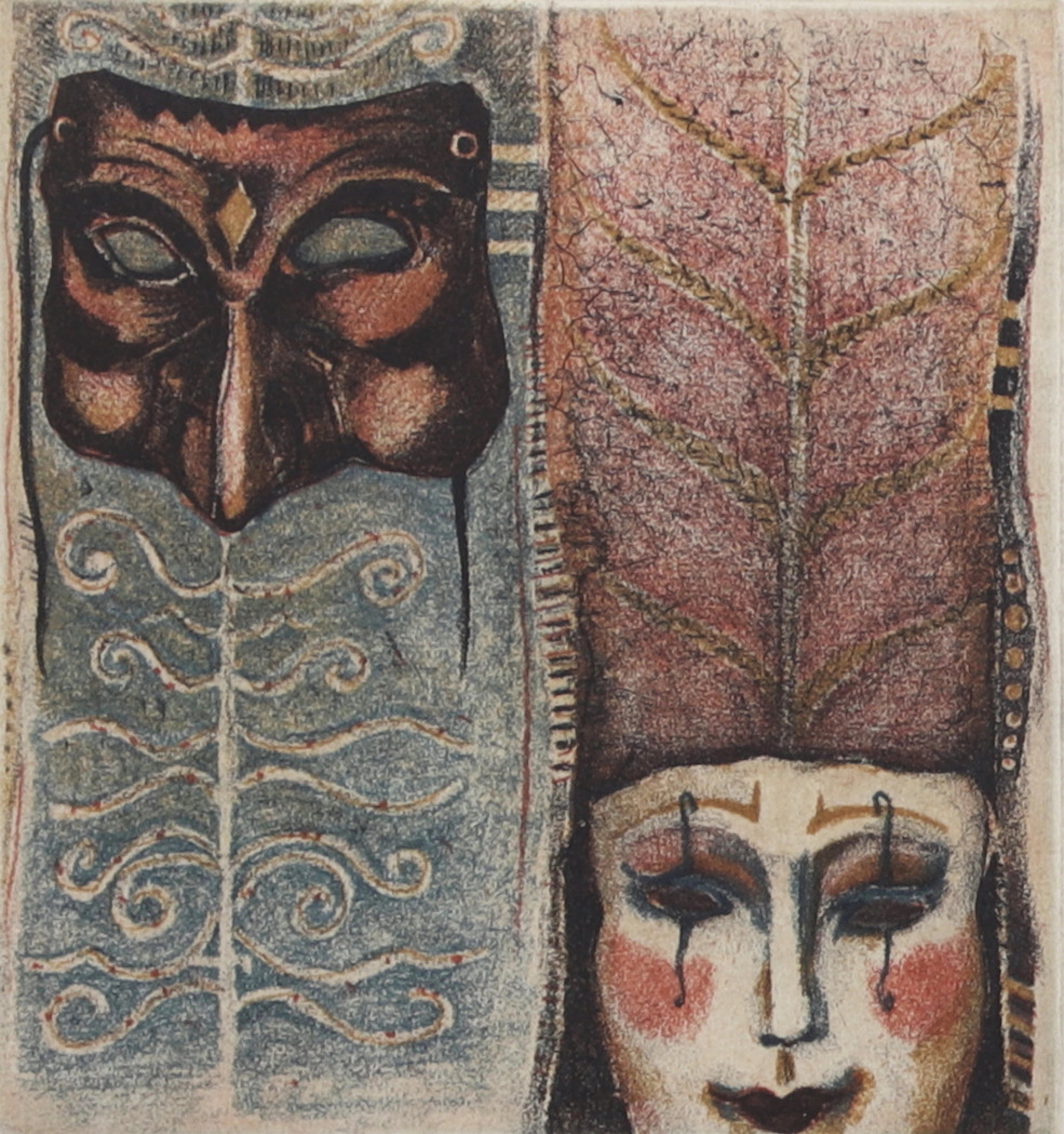 IRENE JARZ. Masker. Färgetsning, signerad och numrerad 46/150.