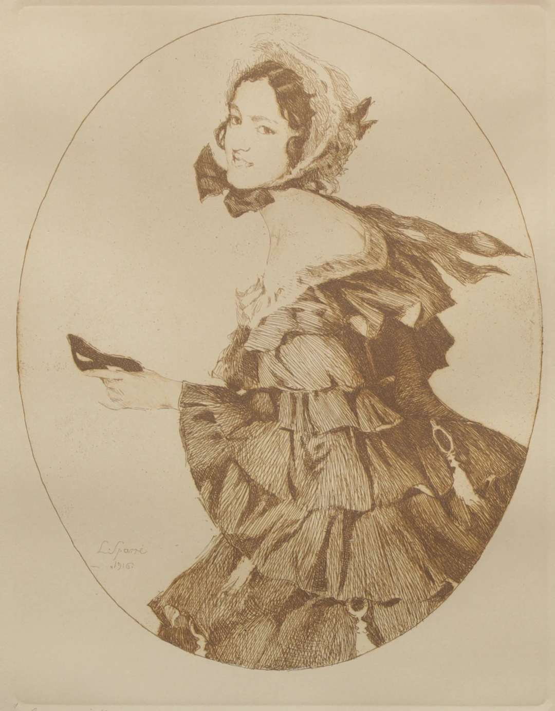 LOUIS SPARRE. "Carnaval". Etsning, signerad och daterad 1916.
