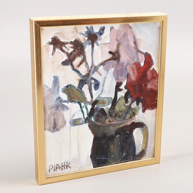 PIA HESSELMARK CAMPBELL. "Blomstudie", olja på duk, signerad, daterad 1978.