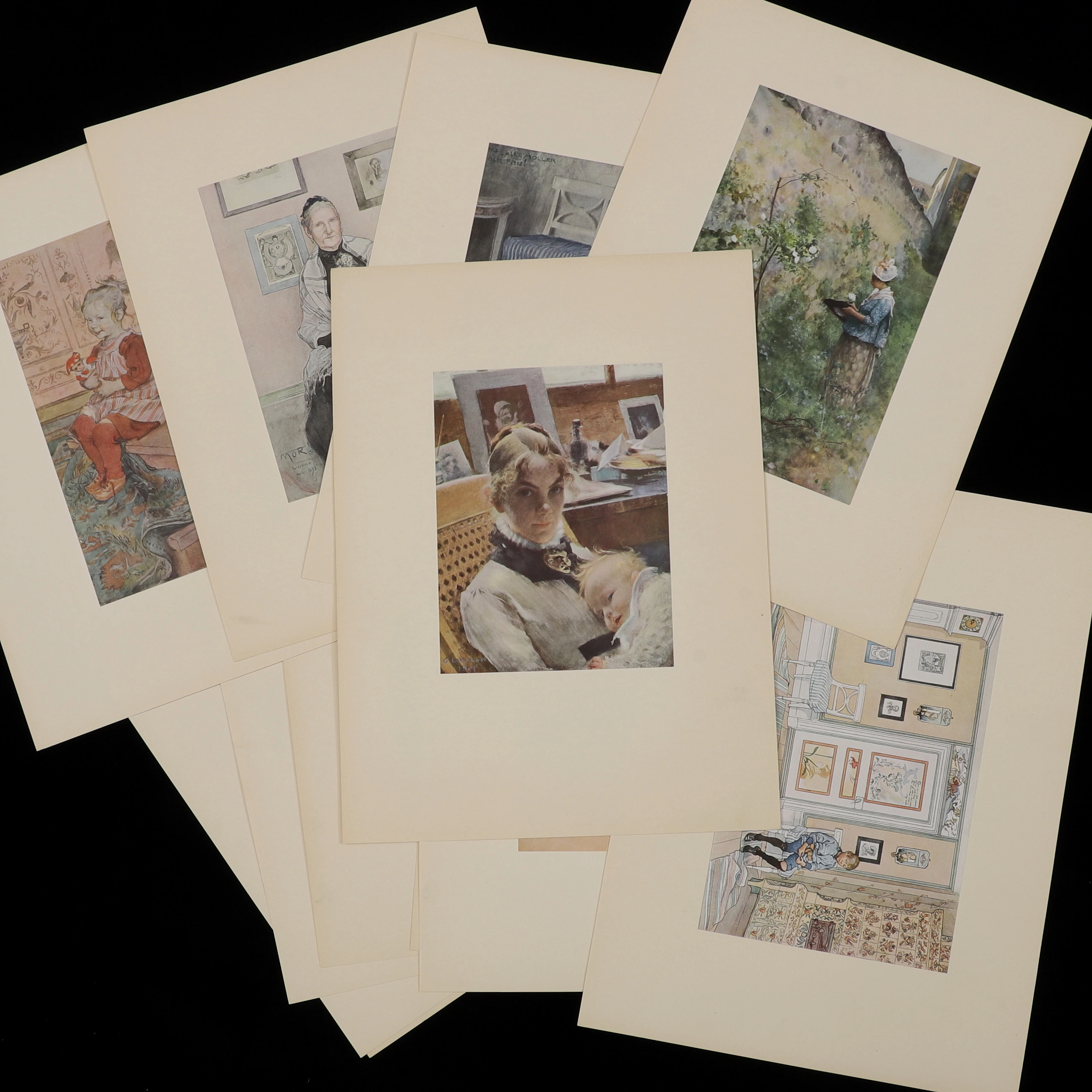 CARL LARSSON. "12 bilder i färg", konstmapp, Bonniers, 1900-talets mitt.