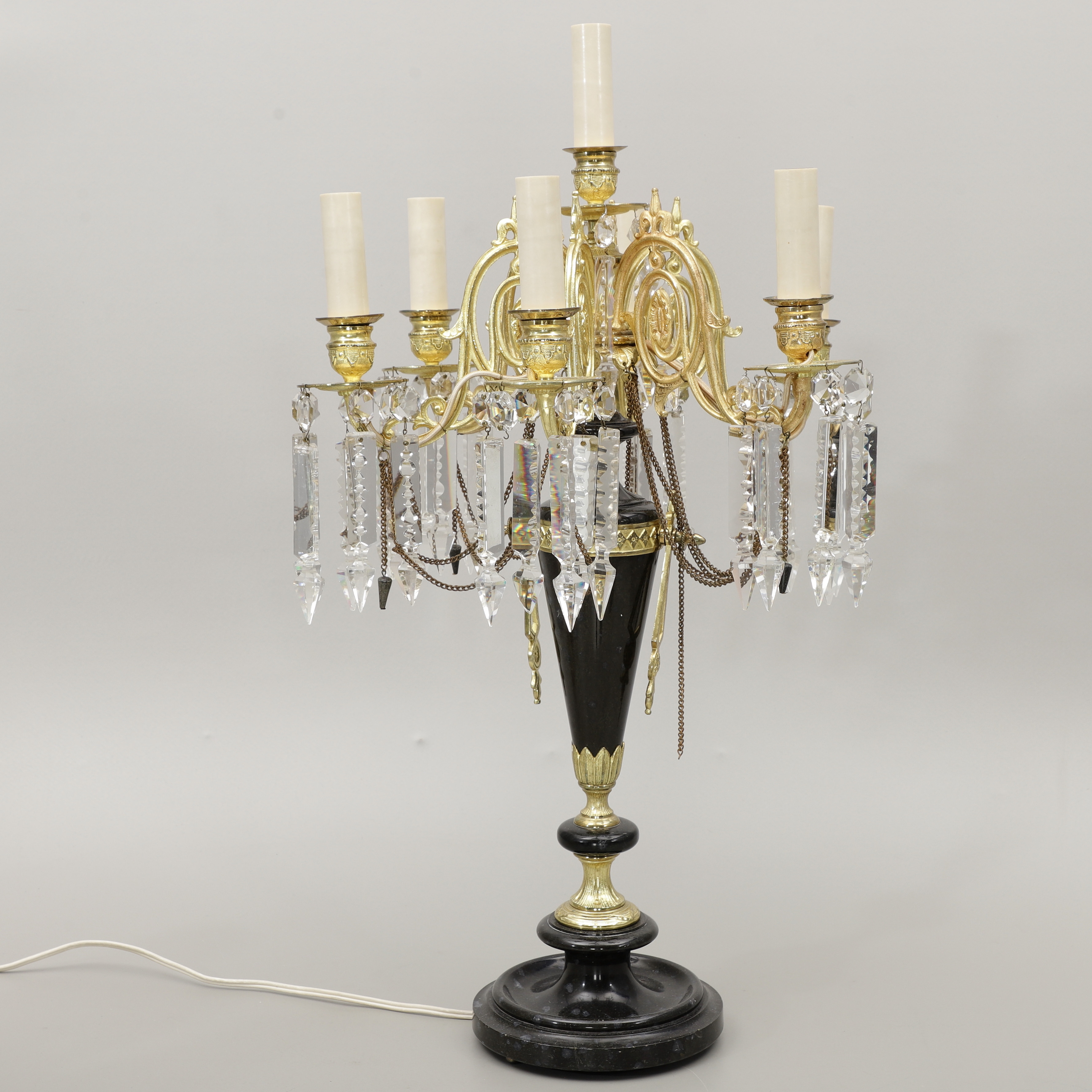 BORDSLAMPA, sten/mässing, Oscariansk, 1800/1900-tal.