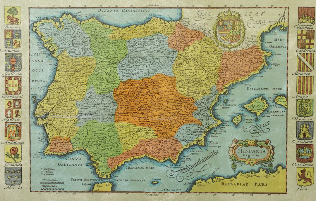 KARTA, Spanien, inramad, 1900-talets andra hälft.