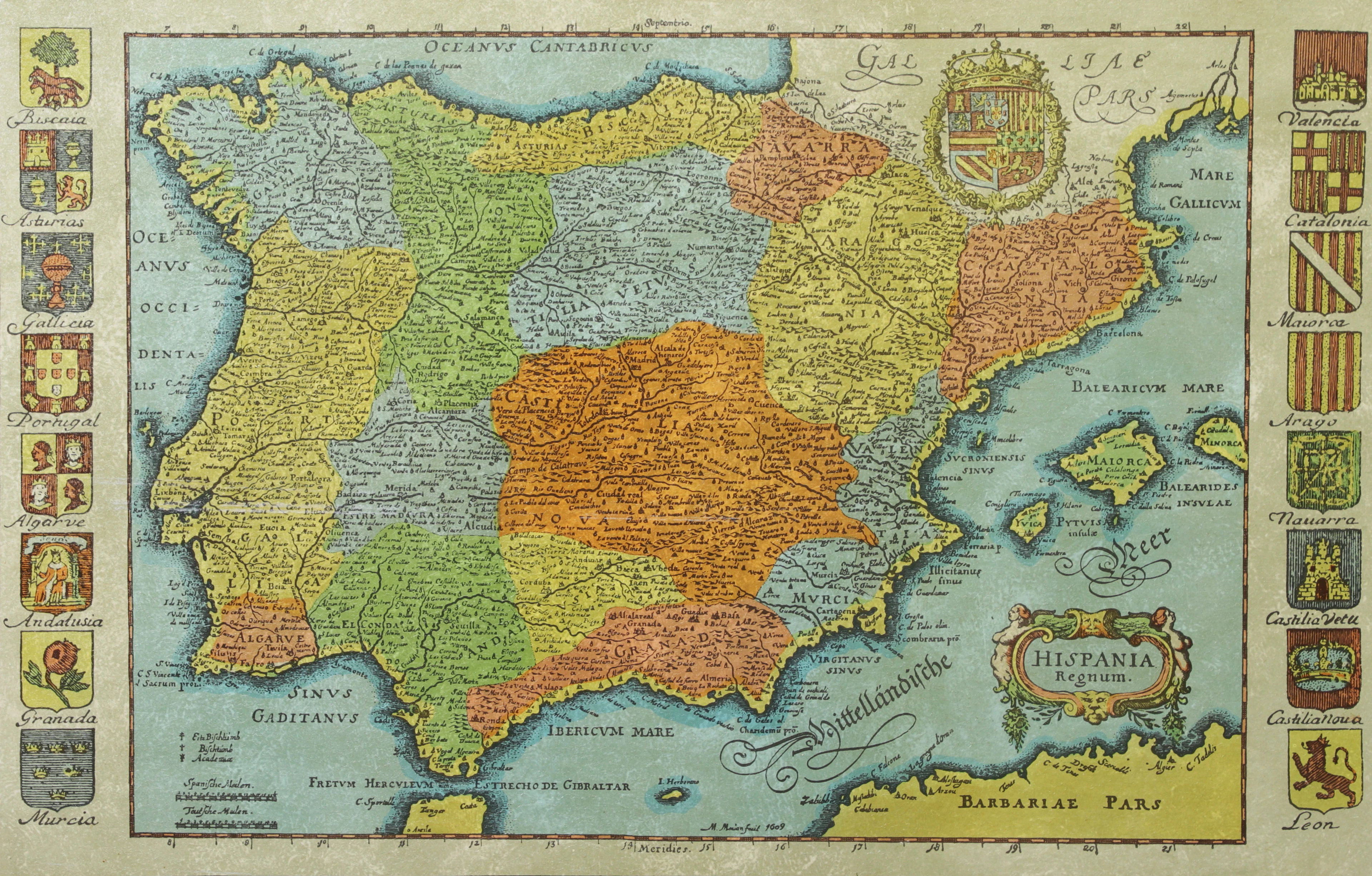 KARTA, Spanien, inramad, 1900-talets andra hälft.