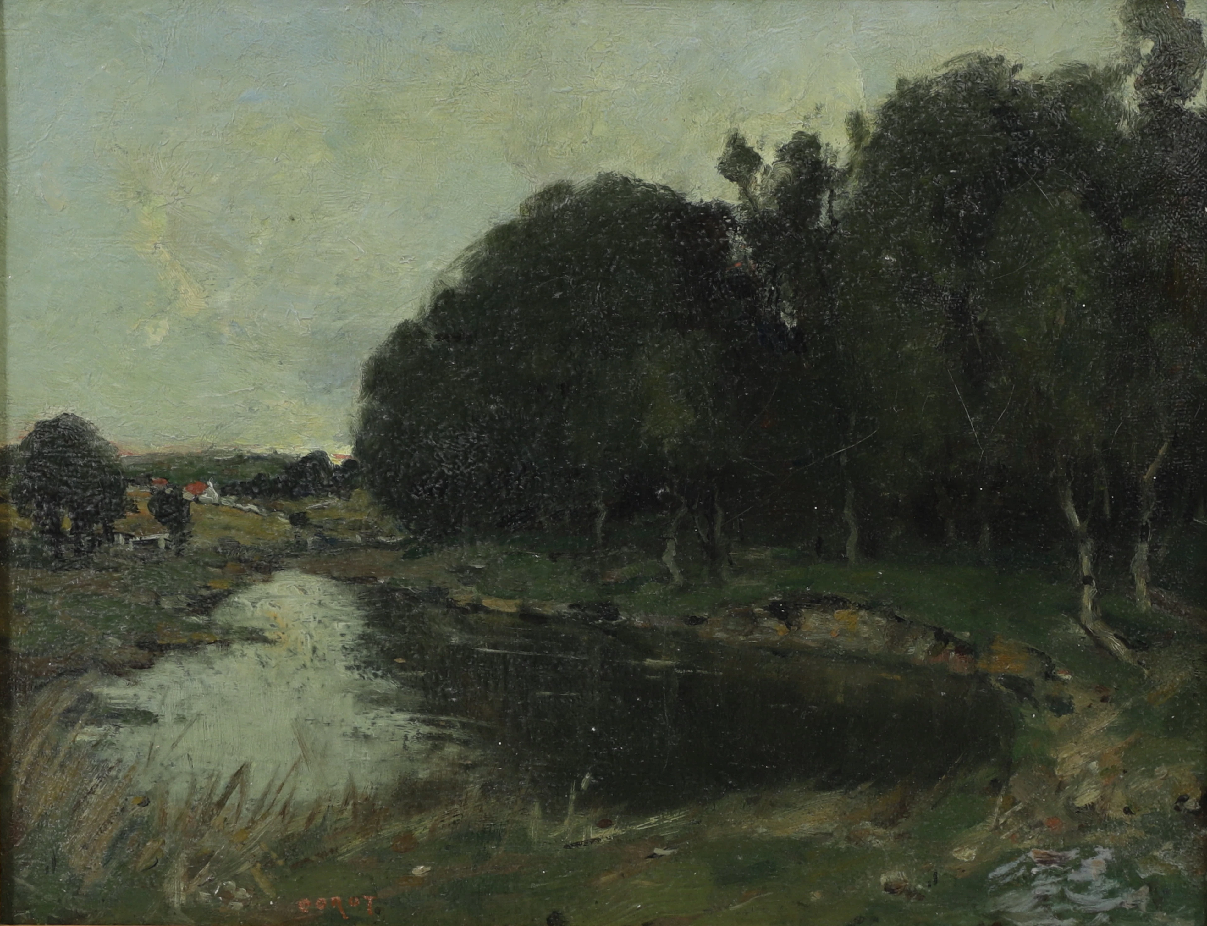 JEAN-BAPTISTE-CAMILLE COROT. HANS EFTERFÖLJARE. Landskap med vattendrag