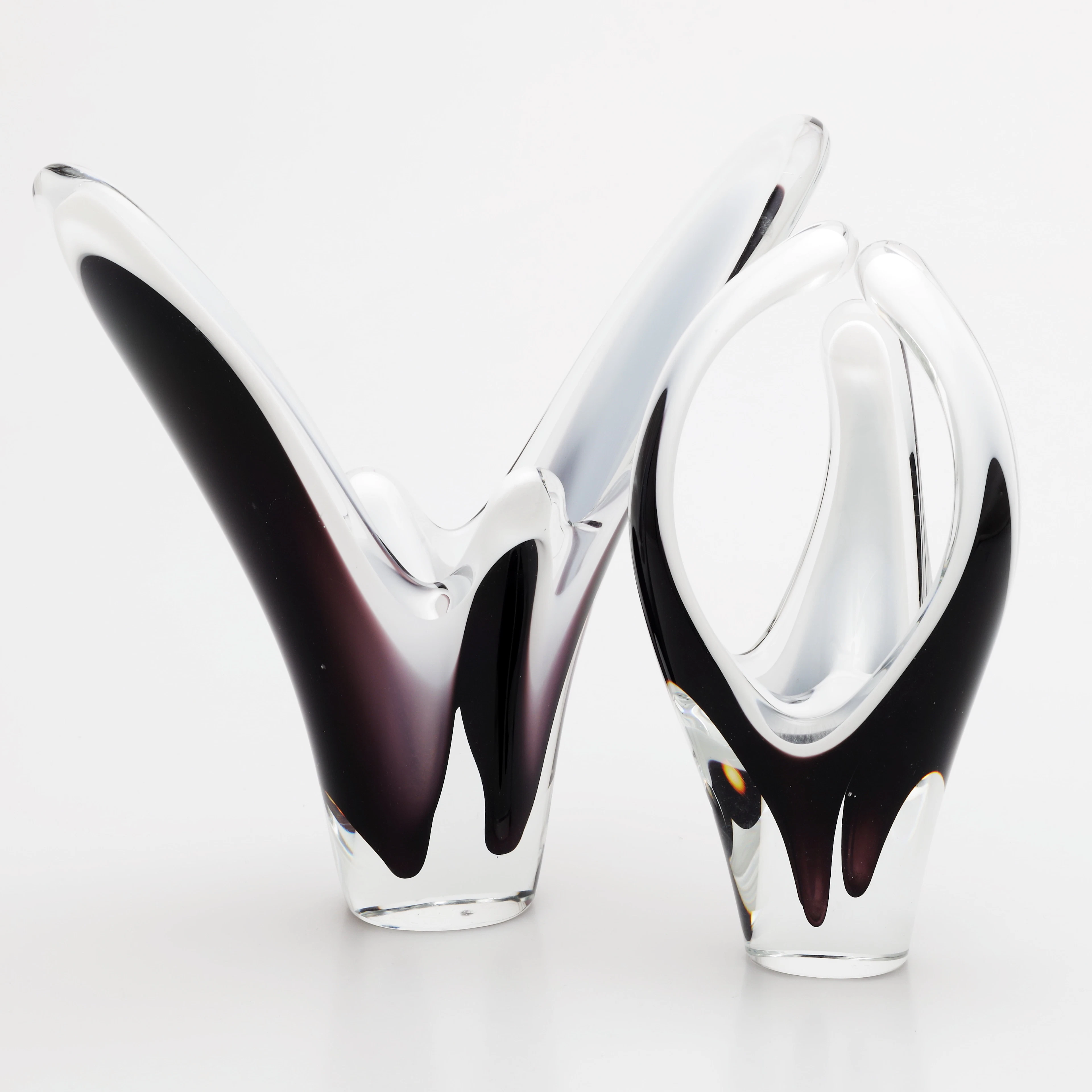 VASER, 2 st, glas, coquille, Flygsfors.