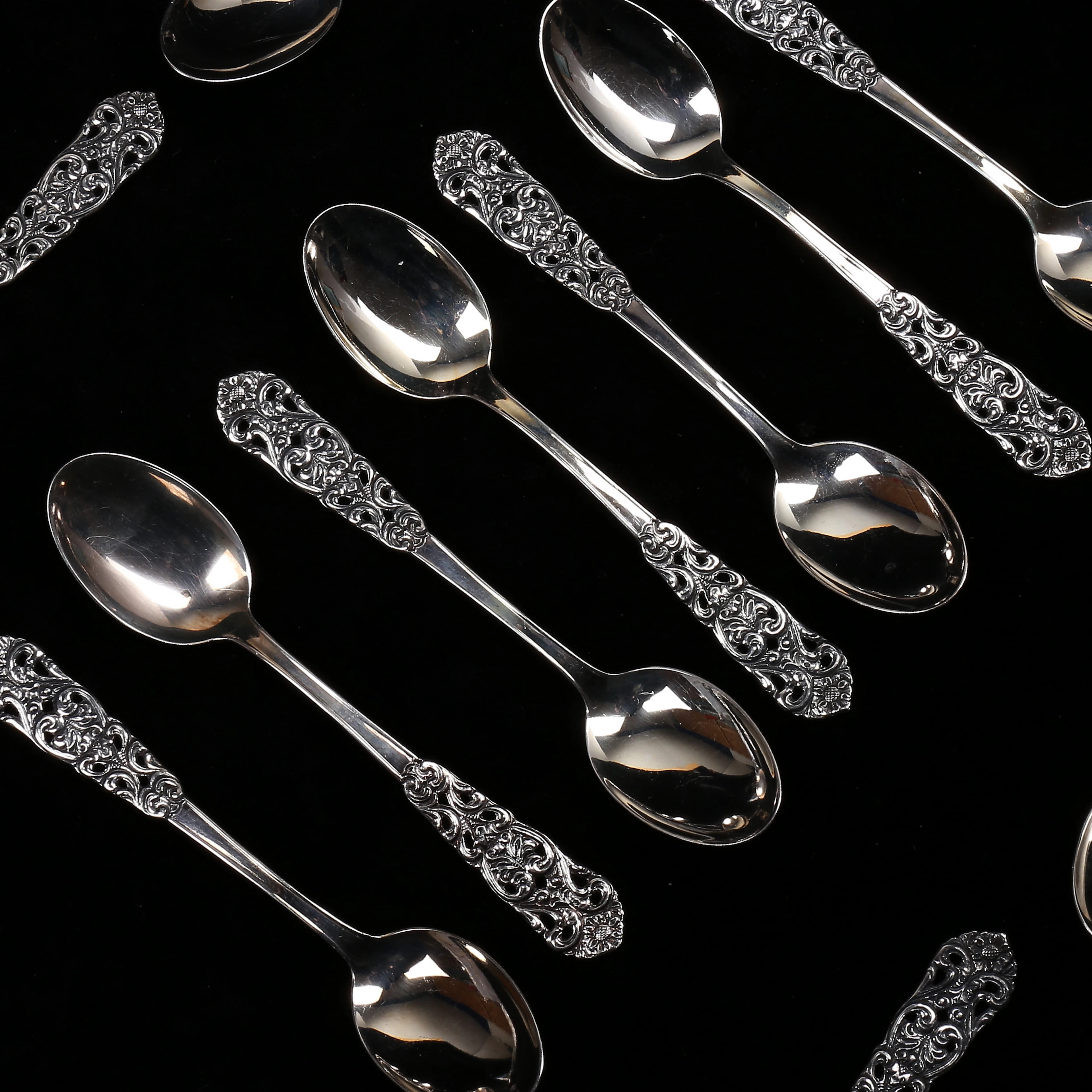 KAFFESKEDAR, 11 st, silver, totalvikt 125 gram.