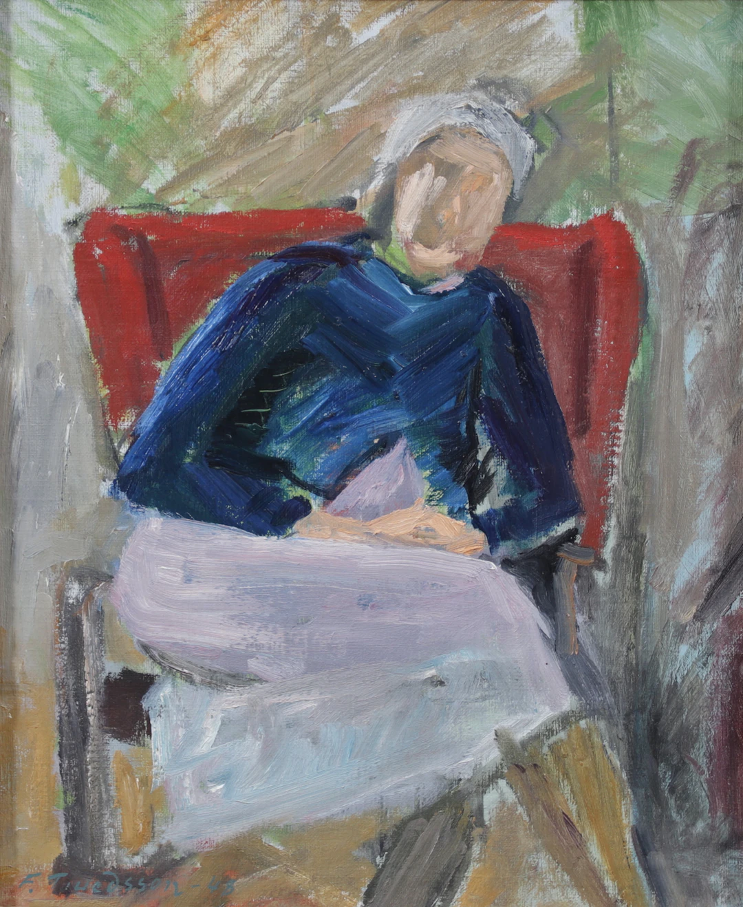 FOLKE TRUEDSSON (1913-1989). Kvinna, olja på duk, signerad och daterad 48.