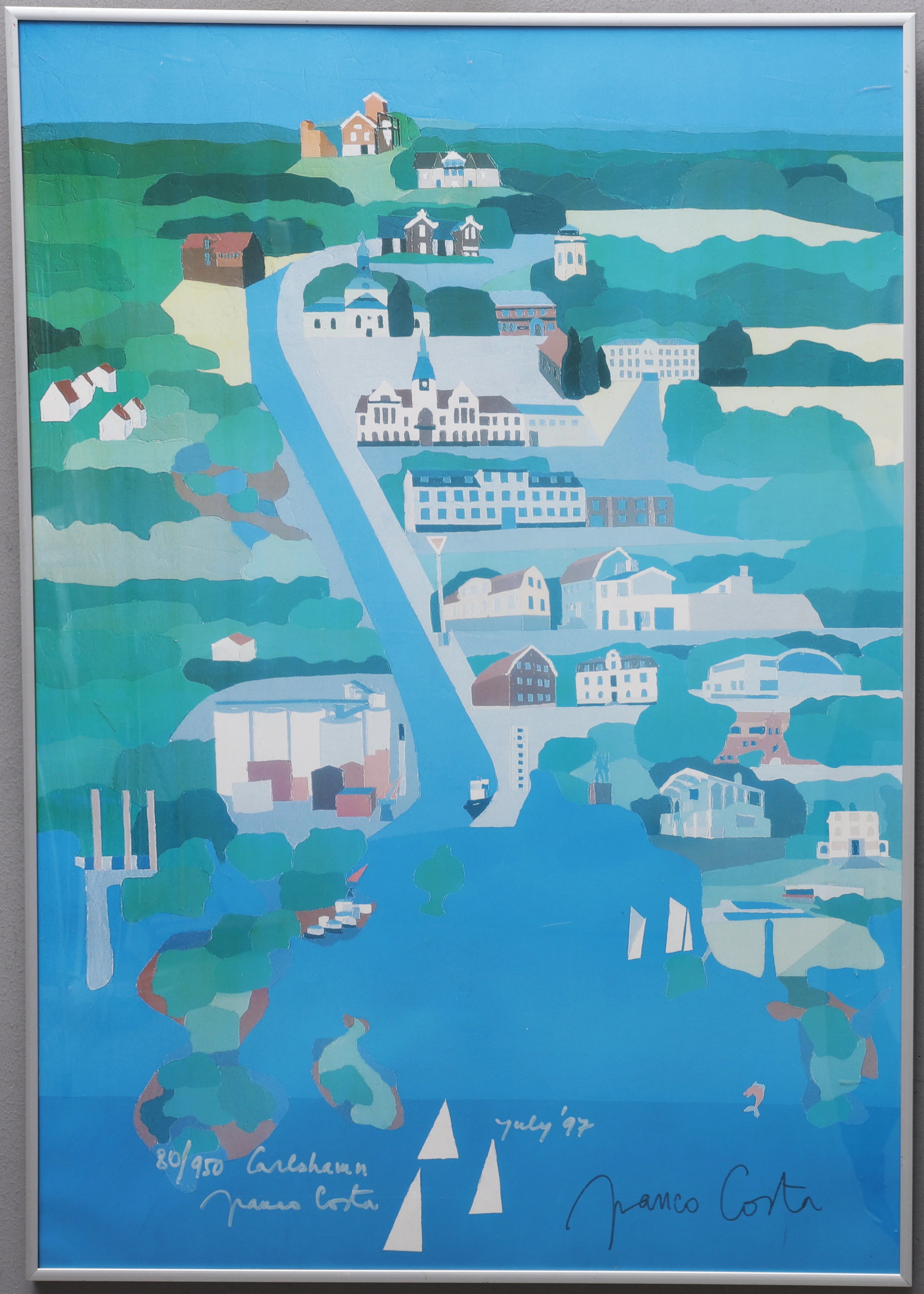FRANCO COSTA. "Carlshamn". Färglitografi, signerad, numrerad 80/950
