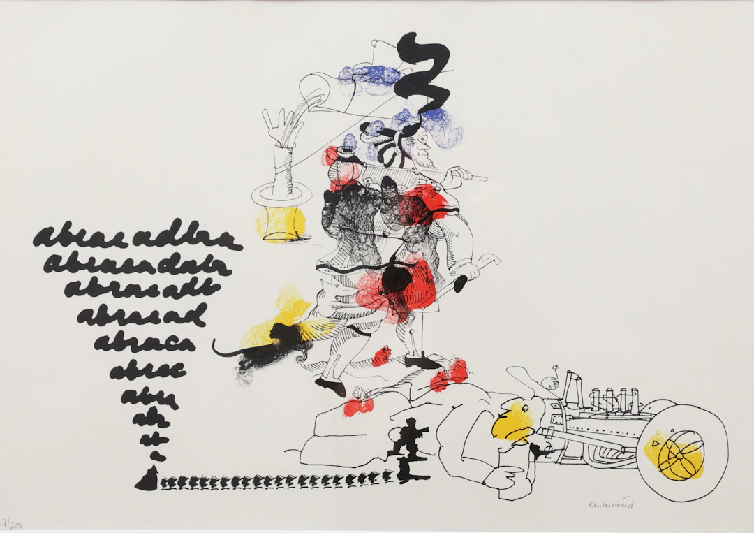 CARL FREDRIK REUTERSWÄRD. "Abracadabra". Färglitografi, signerad och