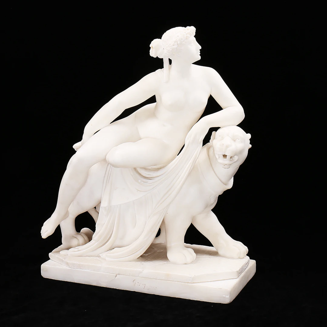 SKULPTUR, marmor, "Ariadne och pantern", 1800/1900-tal.