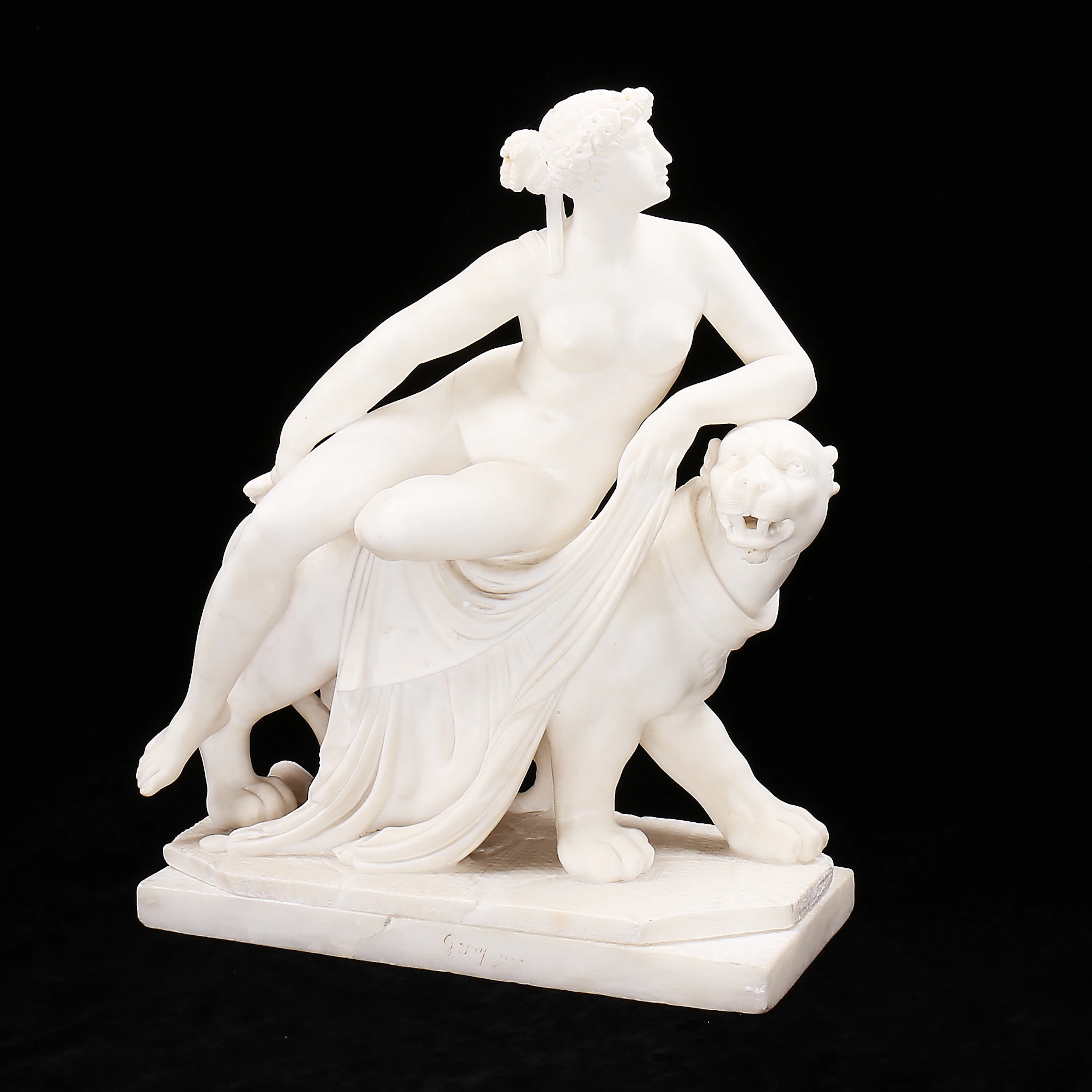 SKULPTUR, marmor, "Ariadne och pantern", 1800/1900-tal.