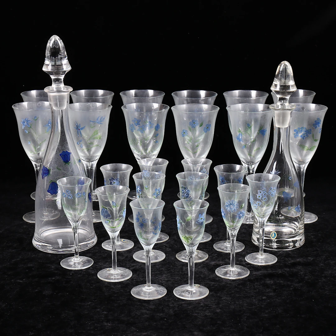 GLASSERVIS, 26 delar, "Flores Caerulei" Svaneholm.