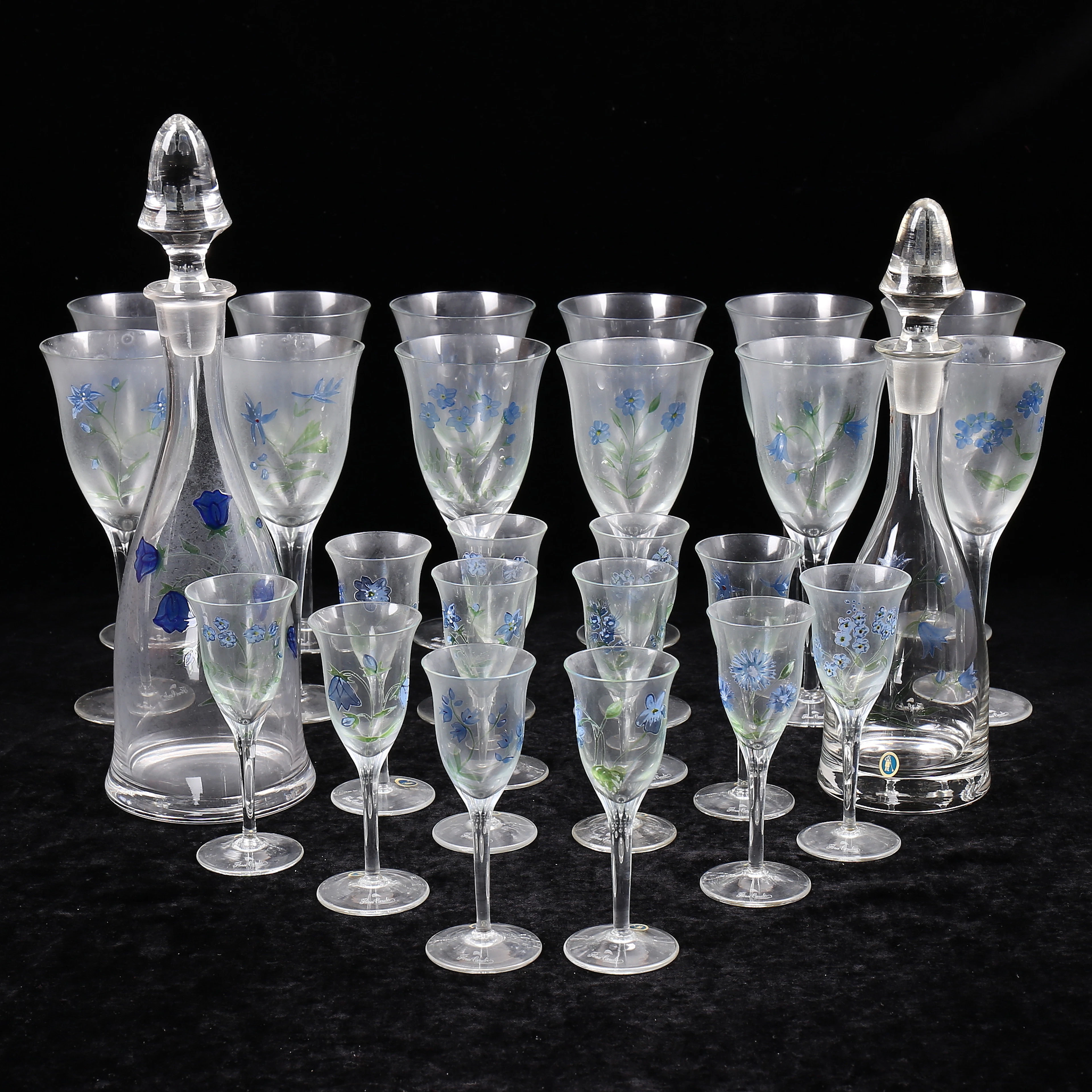 GLASSERVIS, 26 delar, "Flores Caerulei" Svaneholm.