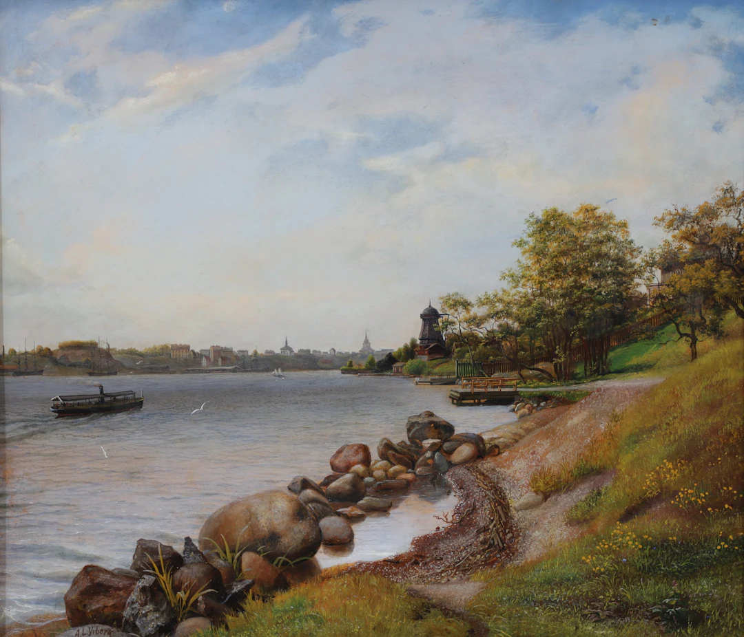 AXEL LEOPOLD WIBERG. Waldemarsudde. Olja på pannå, signerad.