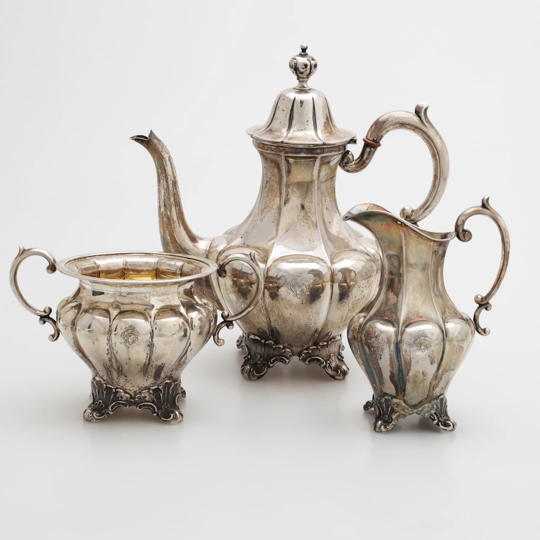 KAFFESERVIS, 3 delar, silver, CG Hallberg, Stockholm 1933 och 1934