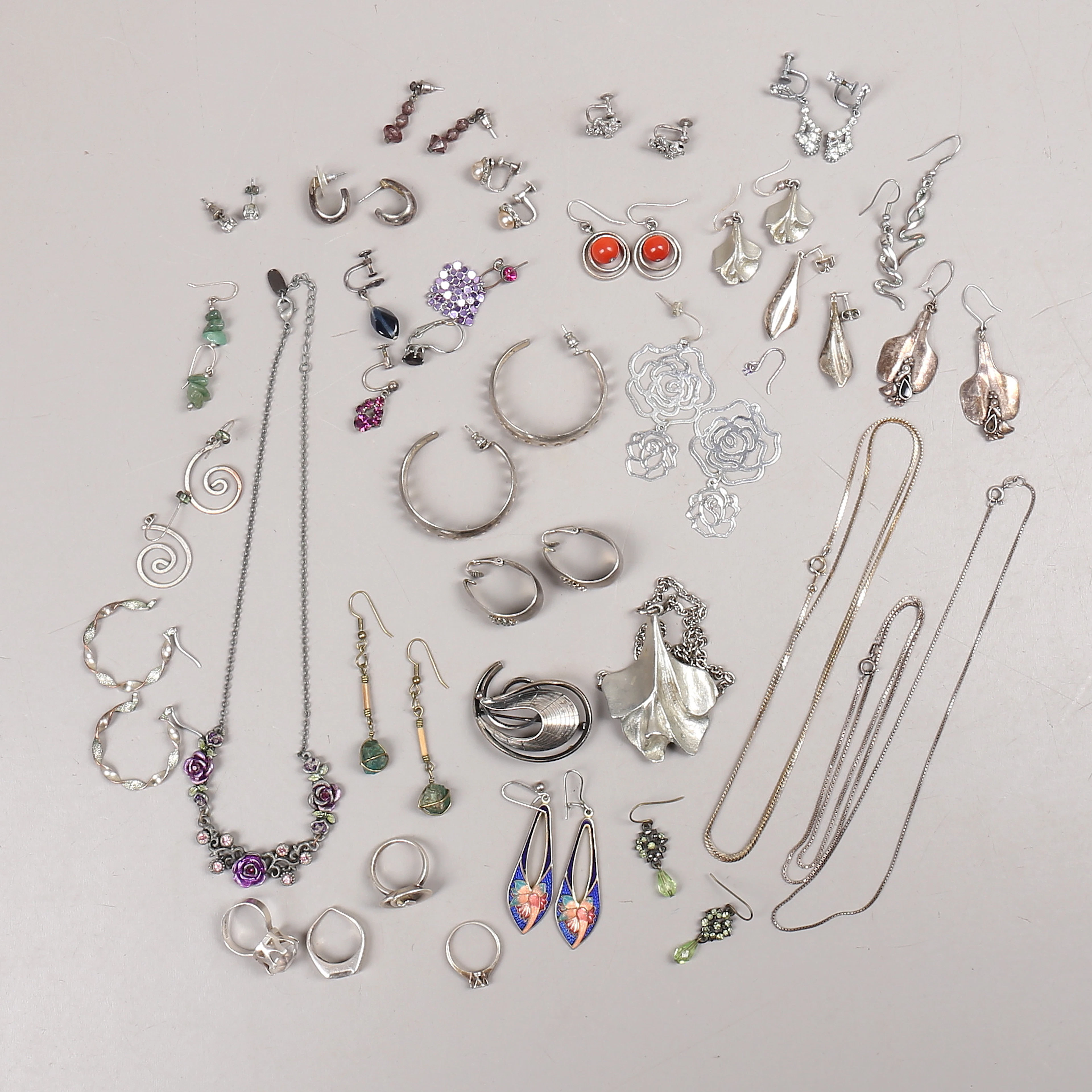 ÖRHÄNGEN, HALSBAND, RINGAR, silver mm.