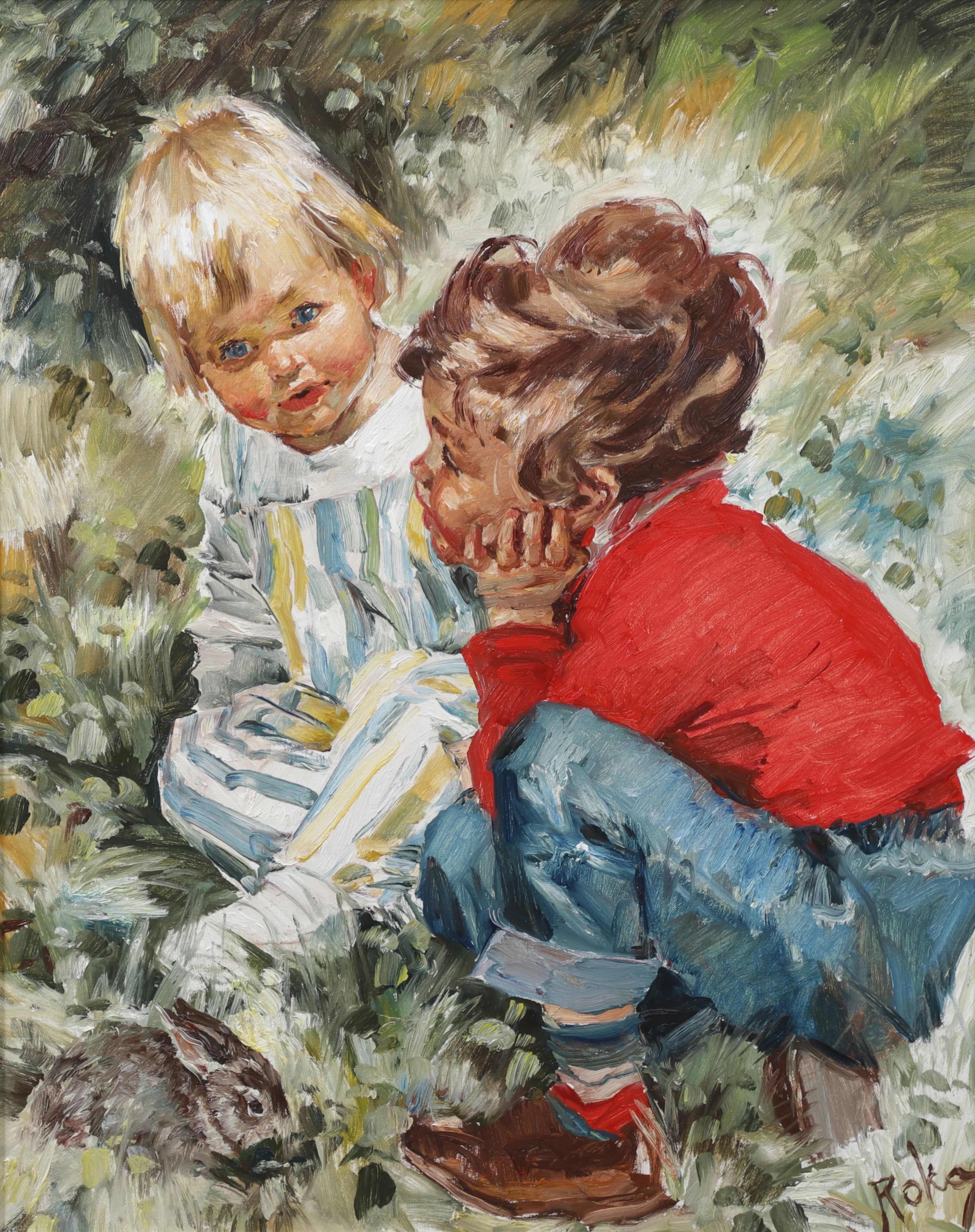CHARLES ROKA. Barn. Olja på duk, signerad.