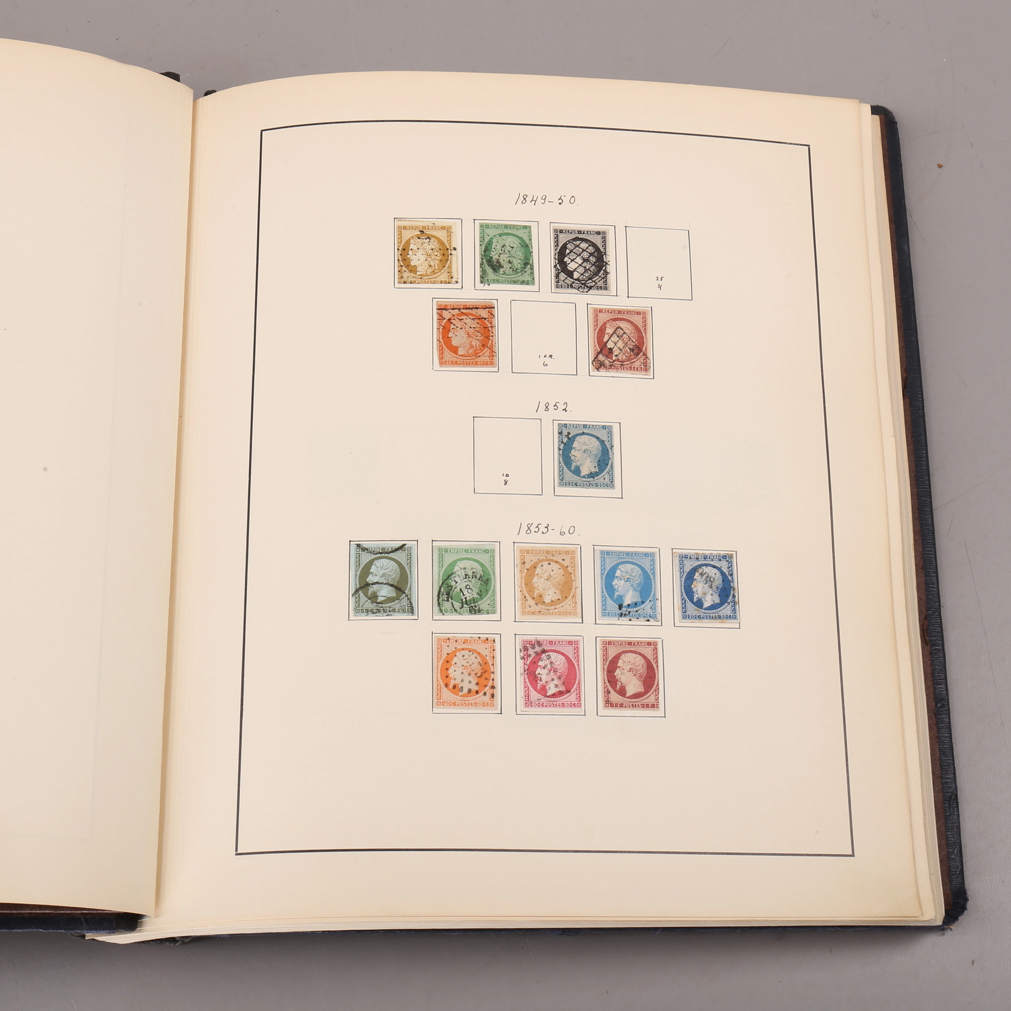 FRIMÄRKSALBUM, Frankrike, 1849-ca 1940-tal.