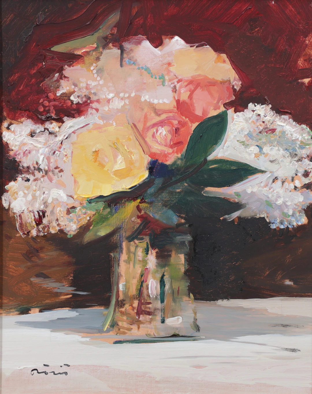 HILDING RÖSIÖ. Blomsterstilleben. Olja på duk, signerad.