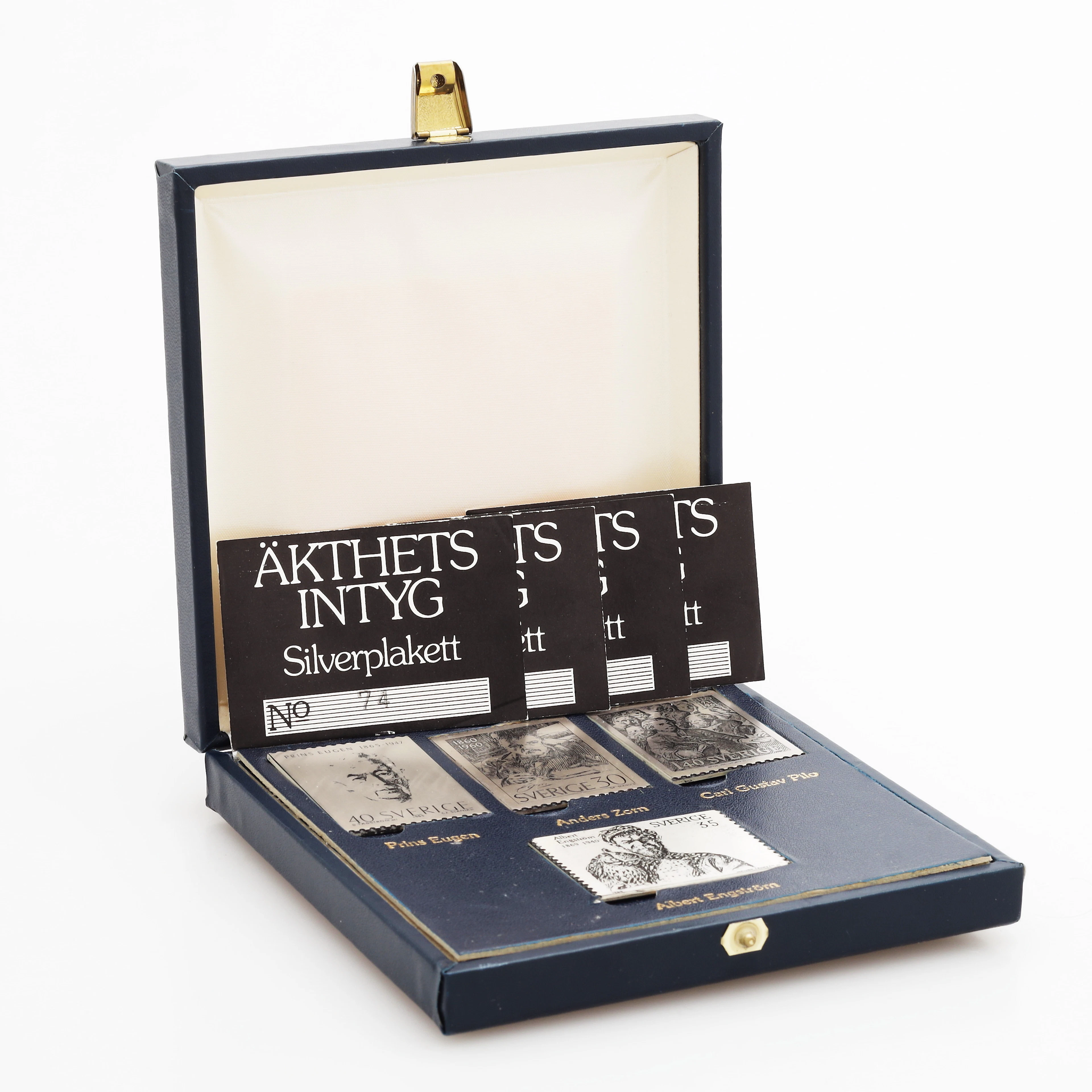 FRIMÄRKSPLAKETTER, 4 st, sterlingsilver, vikt 120 gram.