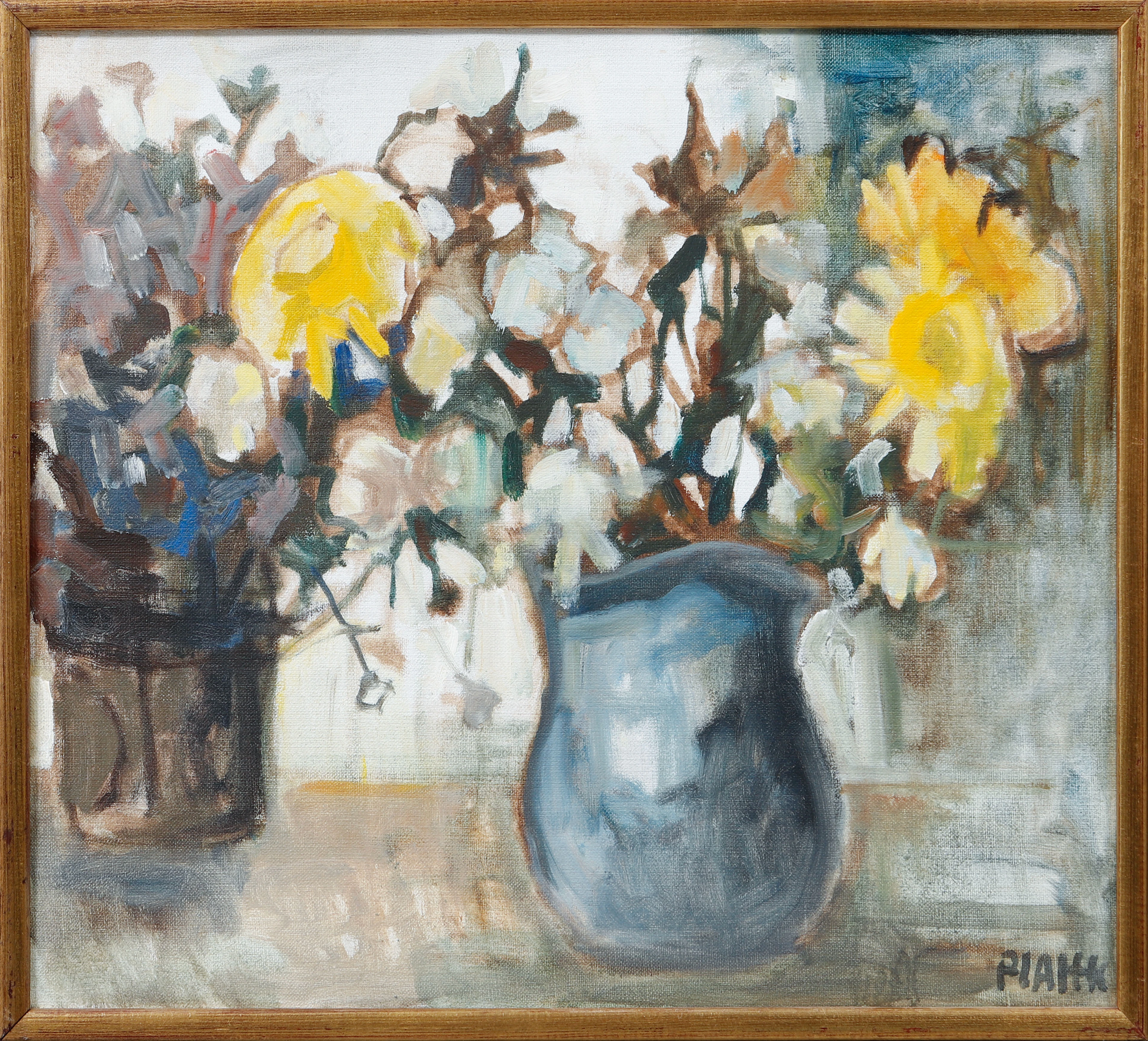 PIA HESSELMARK CAMPBELL. Blomsterstilleben, olja på duk, signerad.