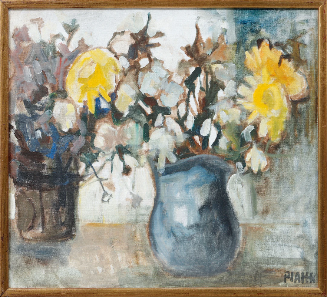 PIA HESSELMARK CAMPBELL. Blomsterstilleben, olja på duk, signerad.