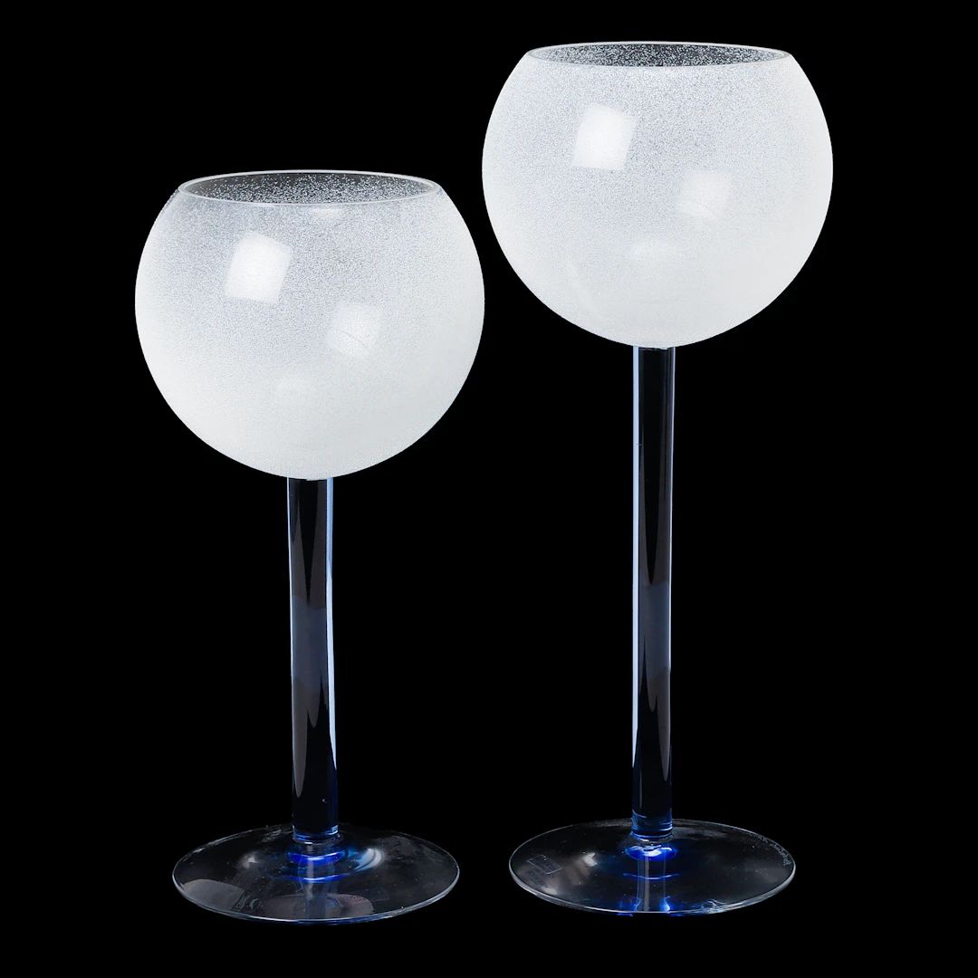 ANNE NILSSON. Ljuslyktor, 2 stycken, glas, "High Lights", Kosta Boda.