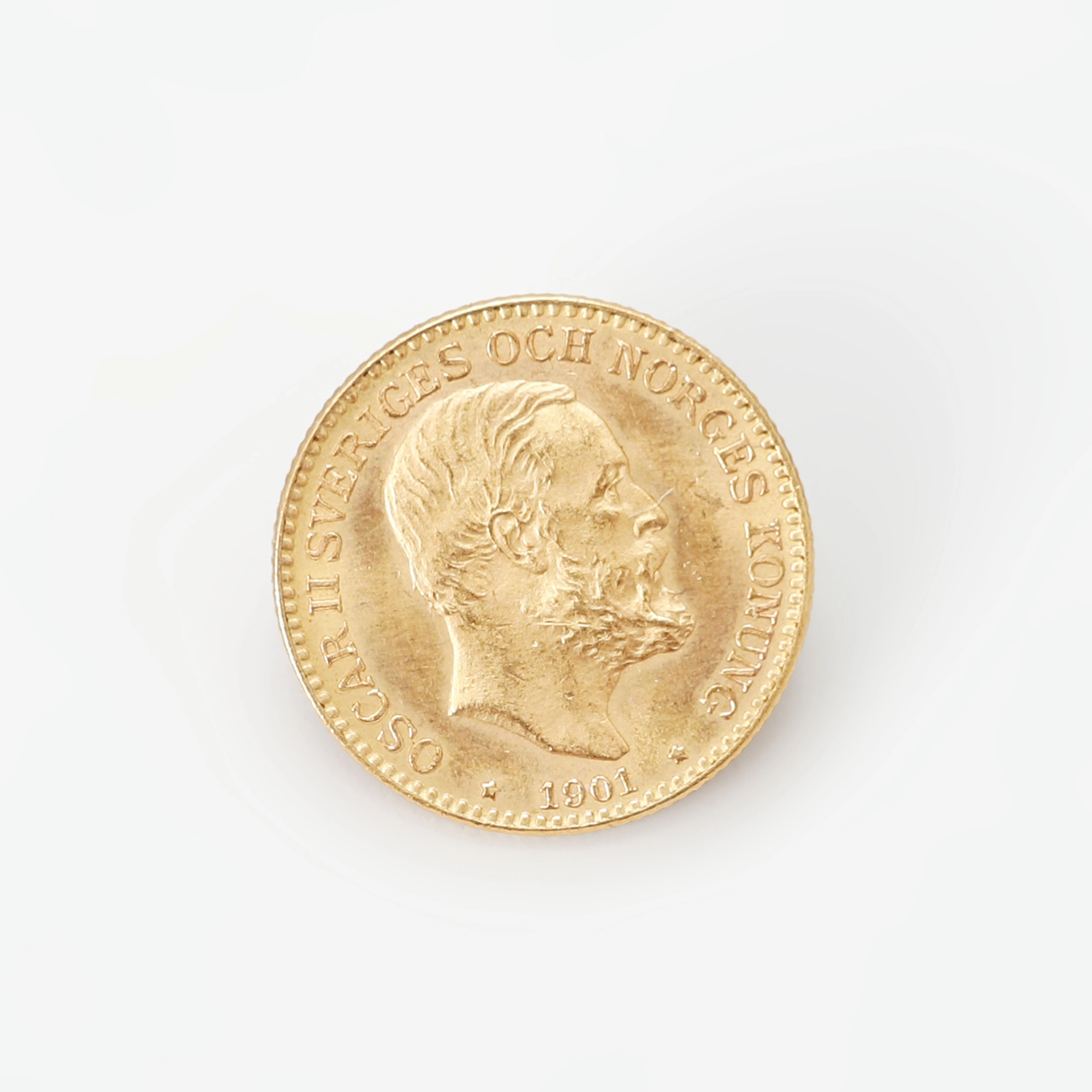 GULDMYNT, Oscar II, 10 kronor 1901, 21,6 k.