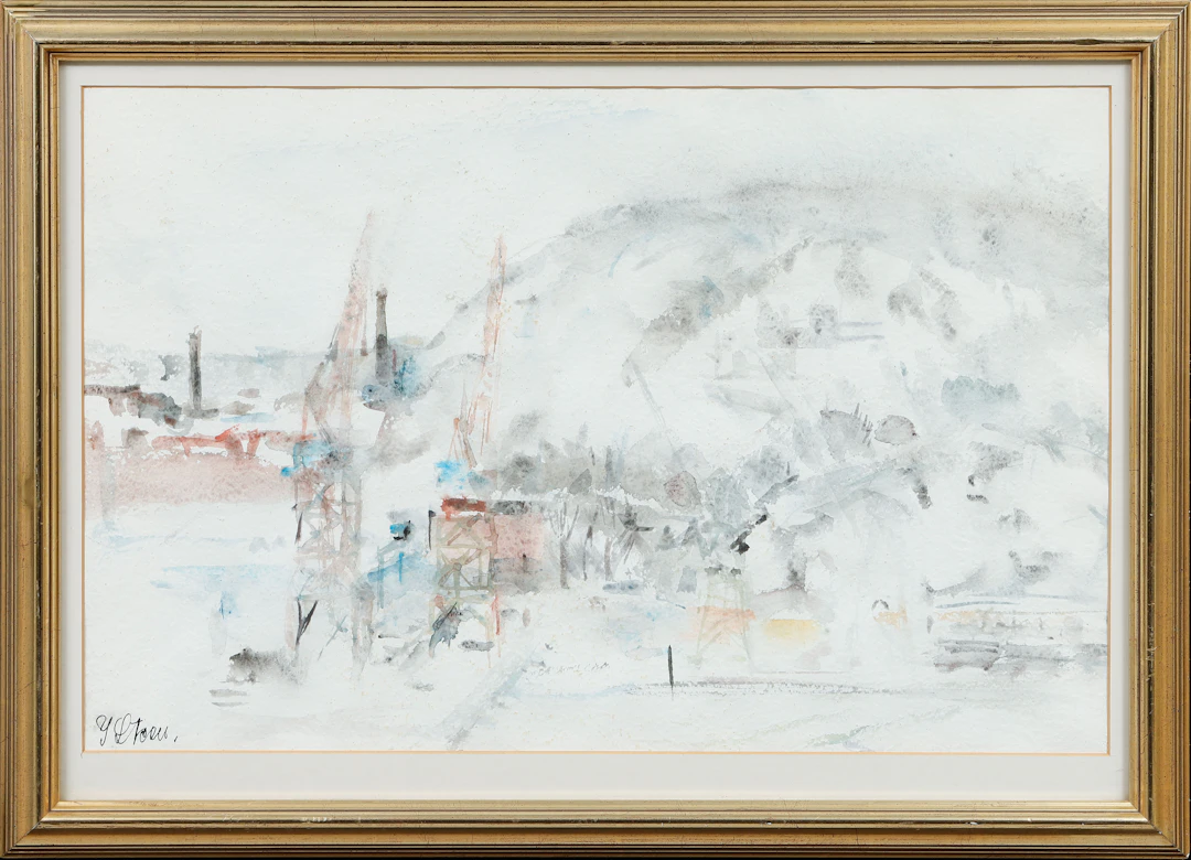 YNGVE STEEN. "Morgon Ramberget", akvarell, signerad.