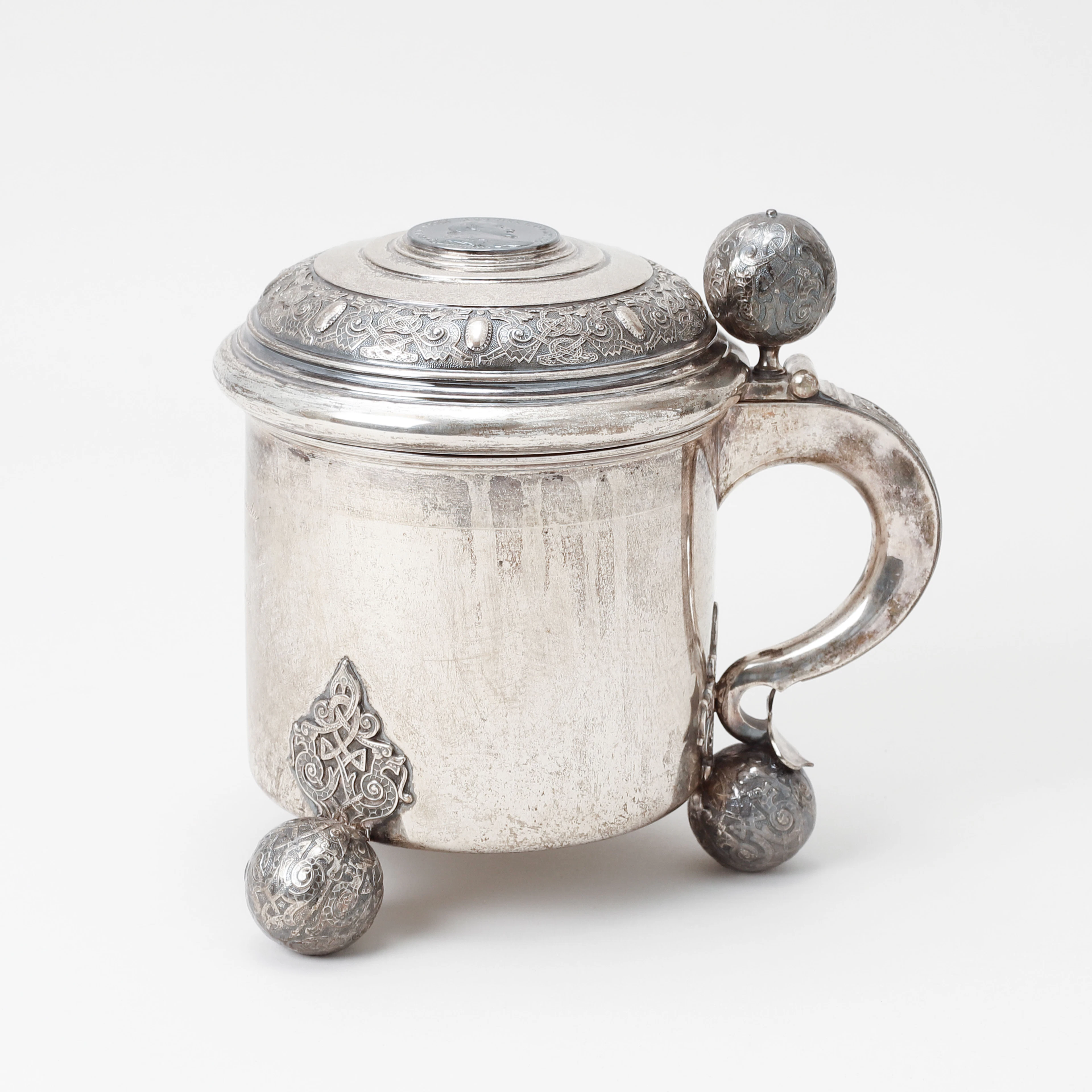 DRYCKESKANNA, silver, GAB Stockholm 1900. Vikt ca 645 g.