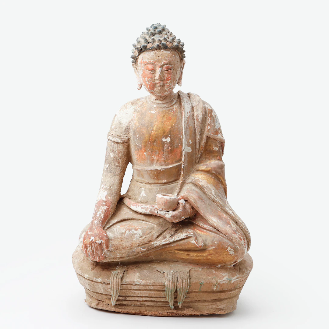 SKULPTUR, lergods, föreställande Buddha, sydostasien, 1900-tal.