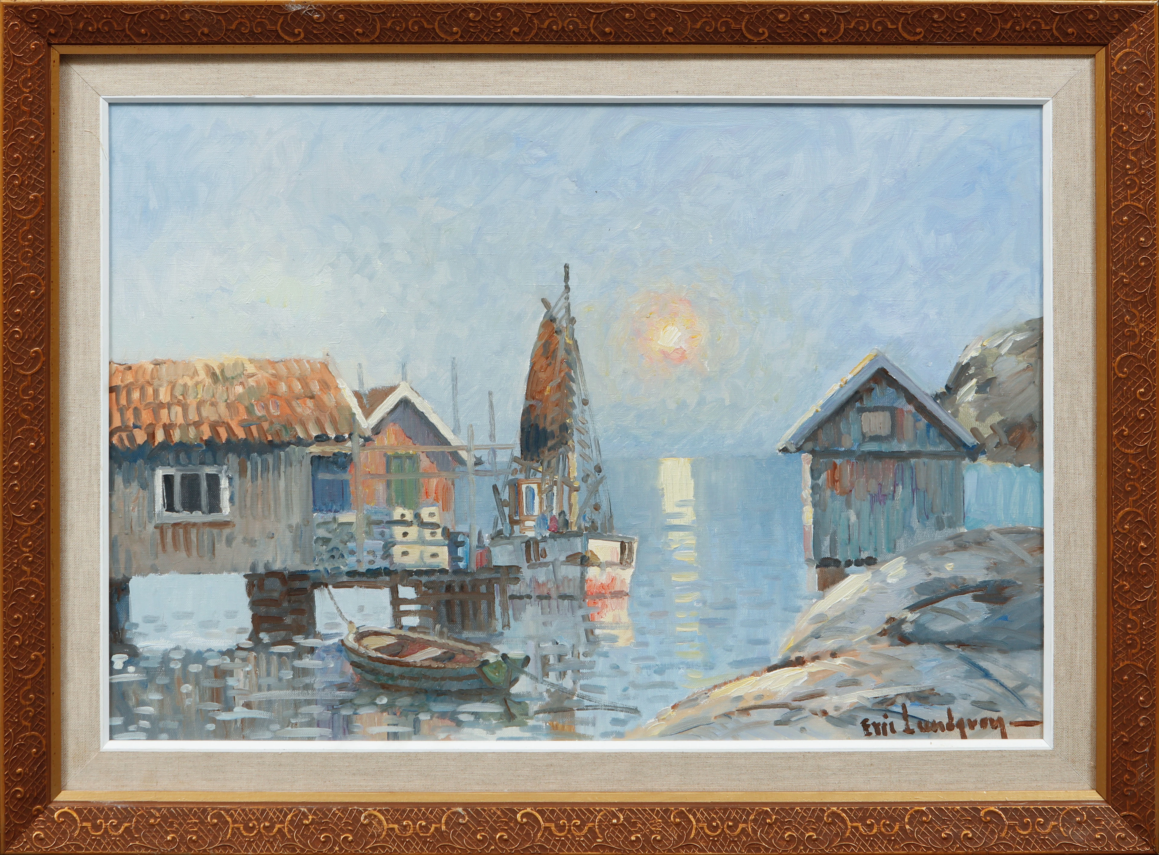 ERIC LUNDGREN. Kustmotiv, olja på duk, signerad.
