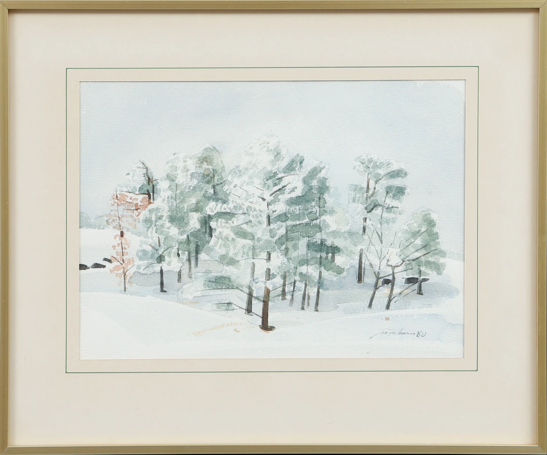 JAN FALKMAN. "Rimfrostdag", akvarell, signerad och daterad 80.